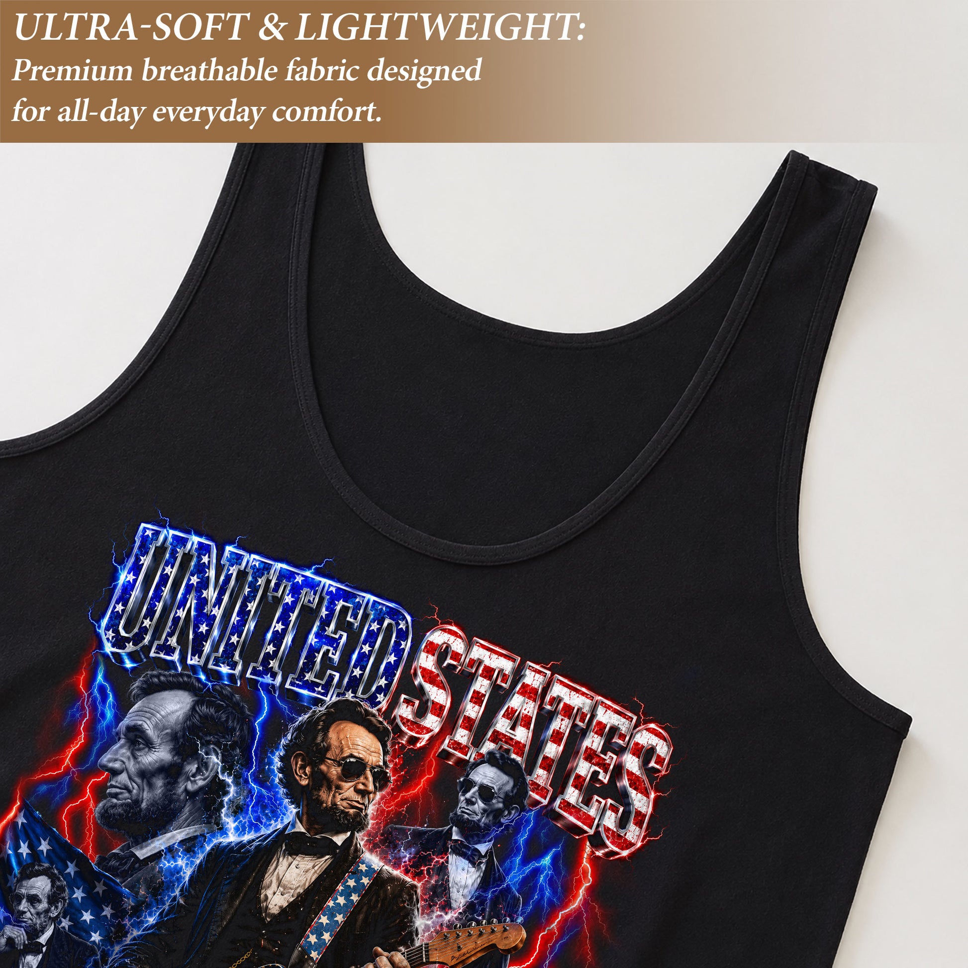 1776-2026 Lincoln Patriotic Women Tank Top - Graphic Sleeveless Summer Shirt Item - Rust Field Wear