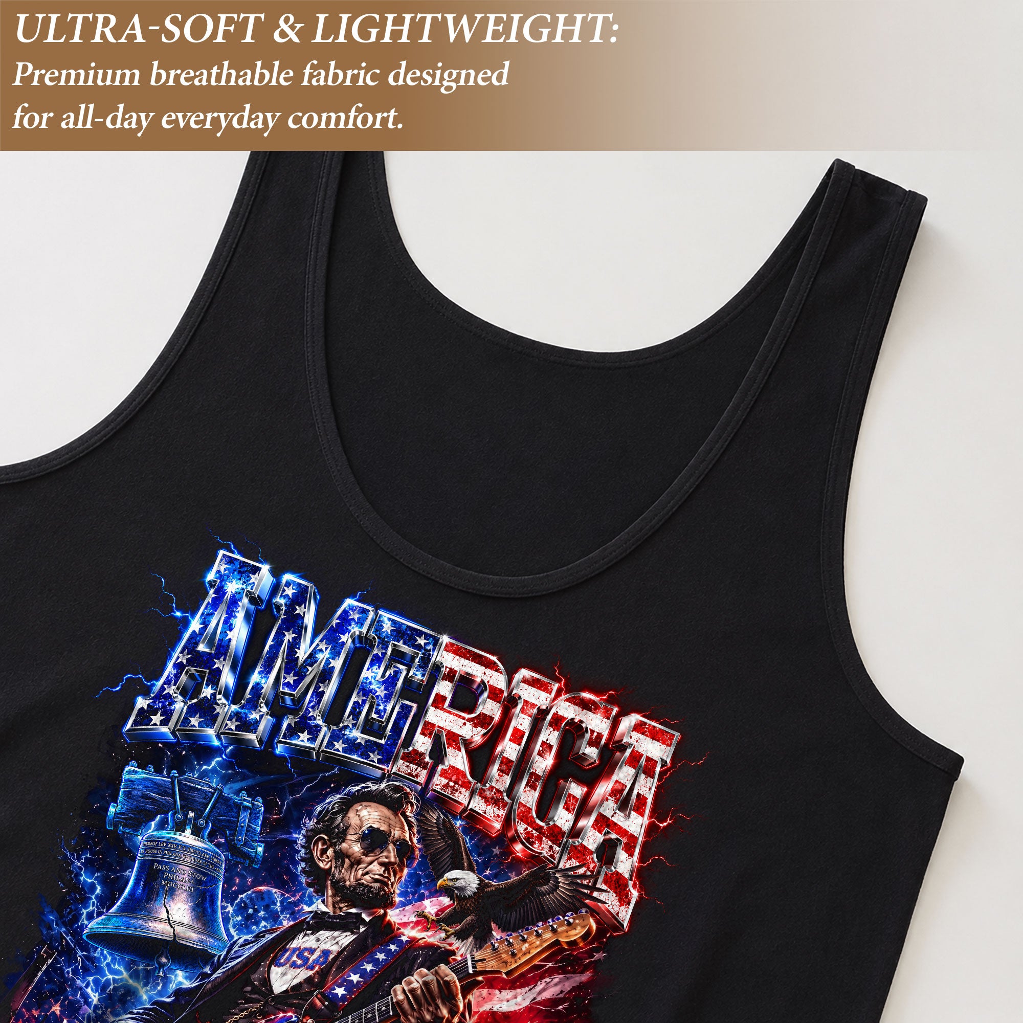 Lincoln Tank Top Women America 250 Years Patriotic Graphic Sleeveless Summer Shirt