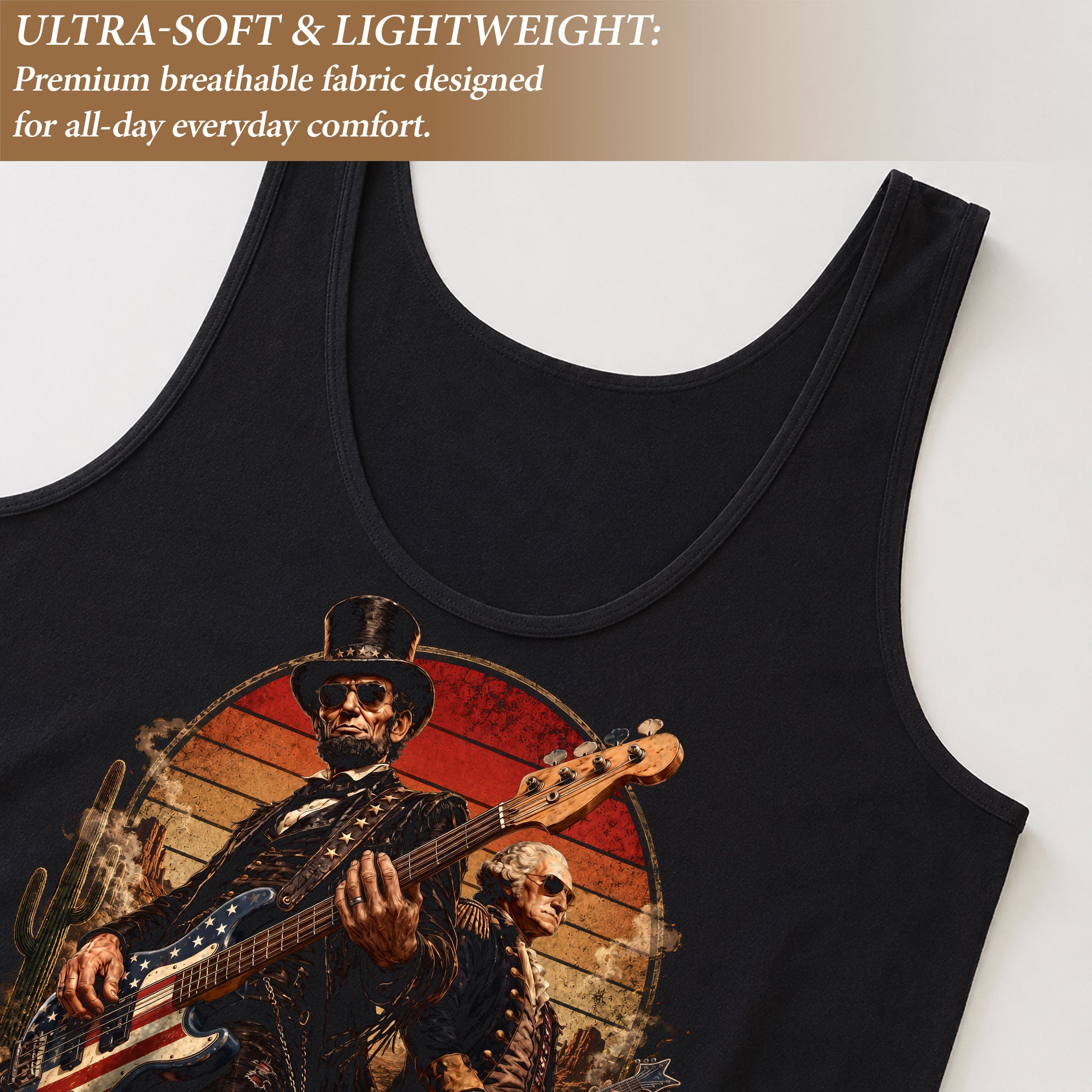 Lincoln Women Tank Top 250 Years of America Patriotic Presidents Rock Guitarist 1776 Shirt