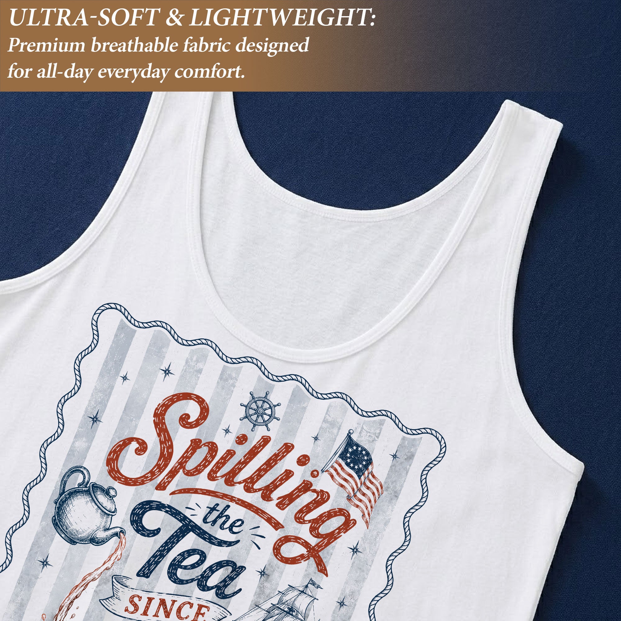 Spilling The Tea Since 1773 Patriotic Tank Top Women Historical Graphic Sleeveless
