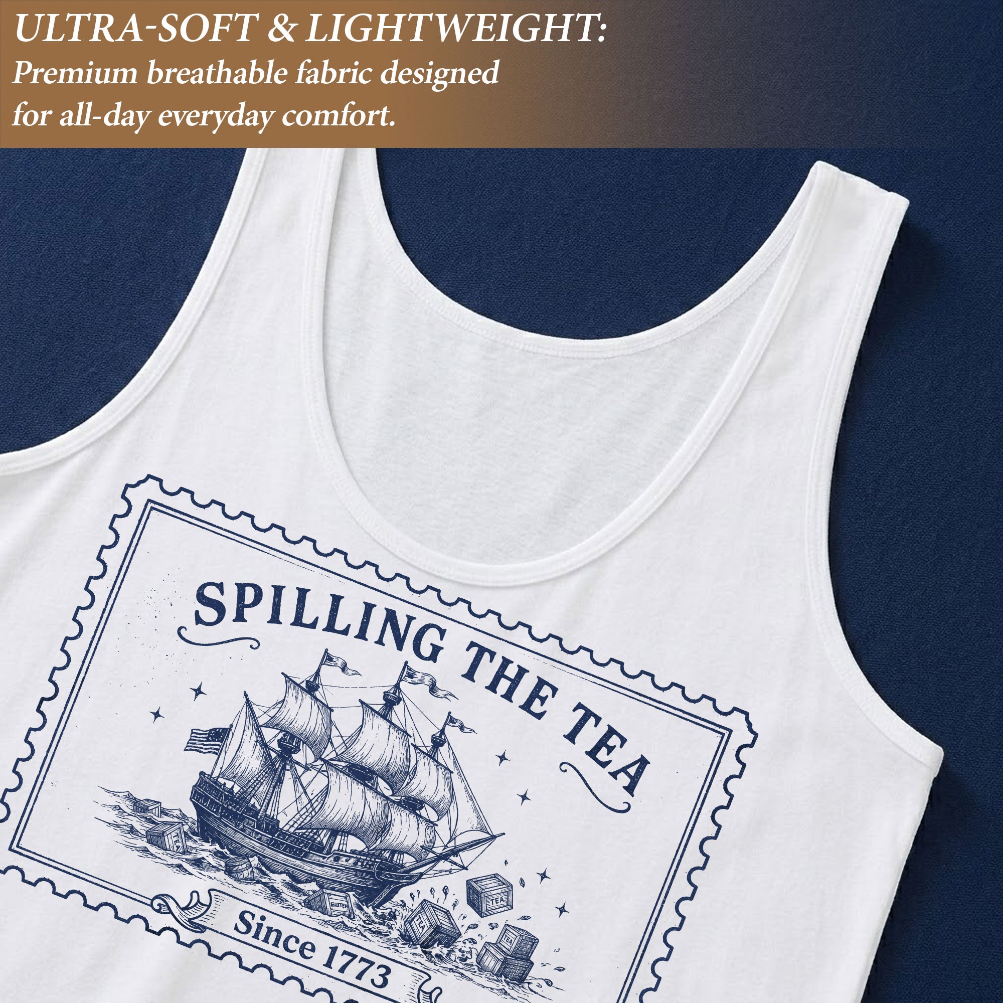 Patriotic Spilling The Tea 1773 Tank Top Women Historical Graphic Sleeveless Style