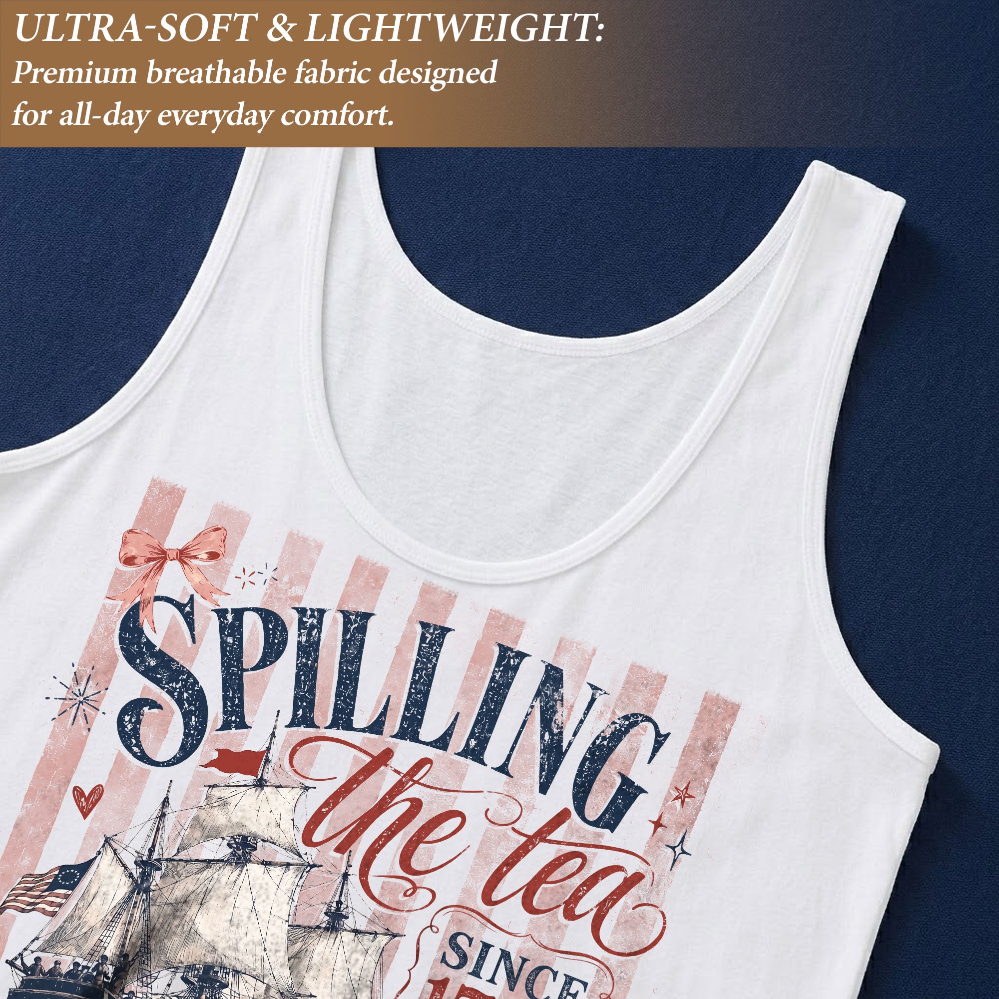 Spilling The Tea Since 1773 Tank Top Women Patriotic Graphic Sleeveless Summer Shirt