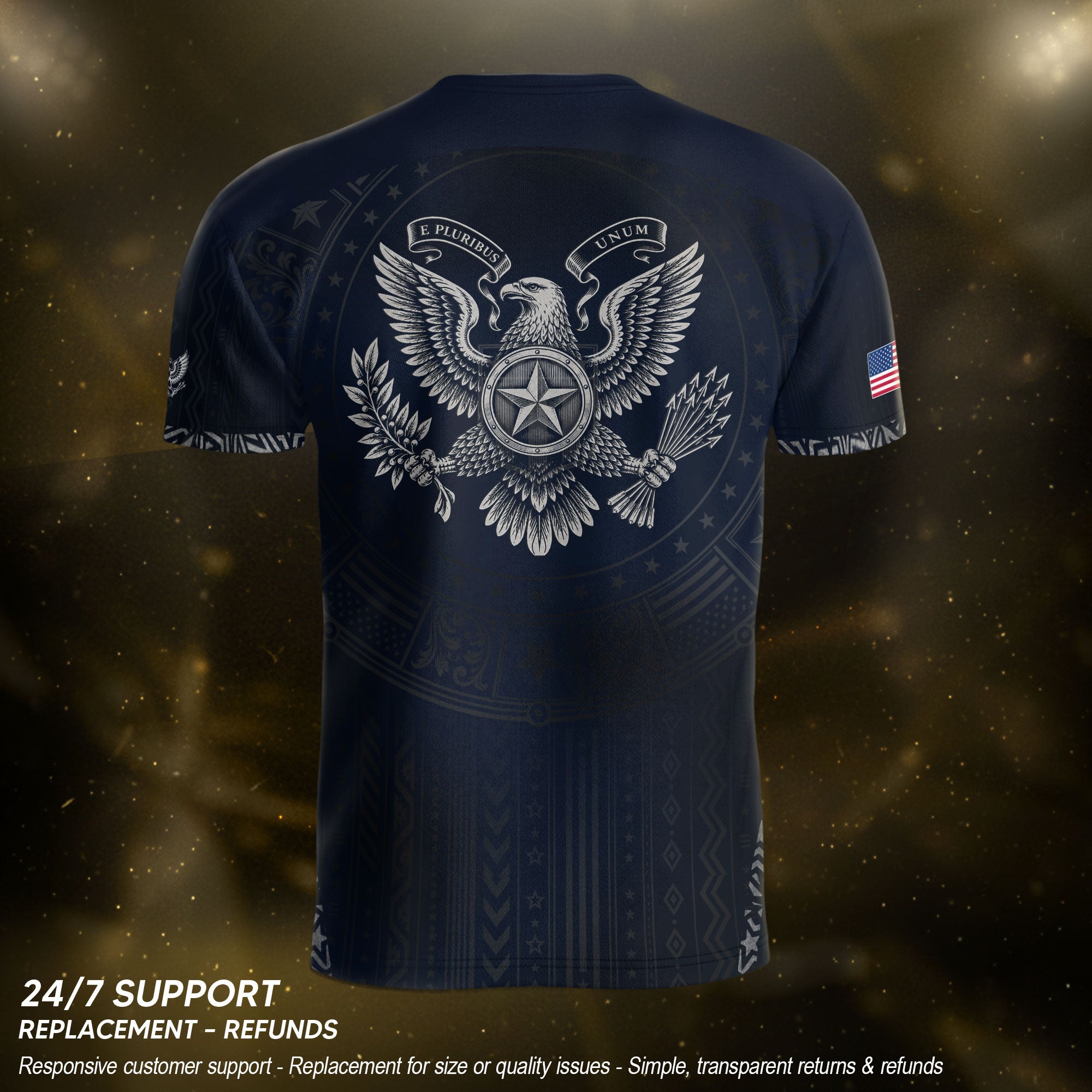 Adult Soccer Jersey Blue Patriotic Style - Bold Eagle Graphic Team Performance Shirt