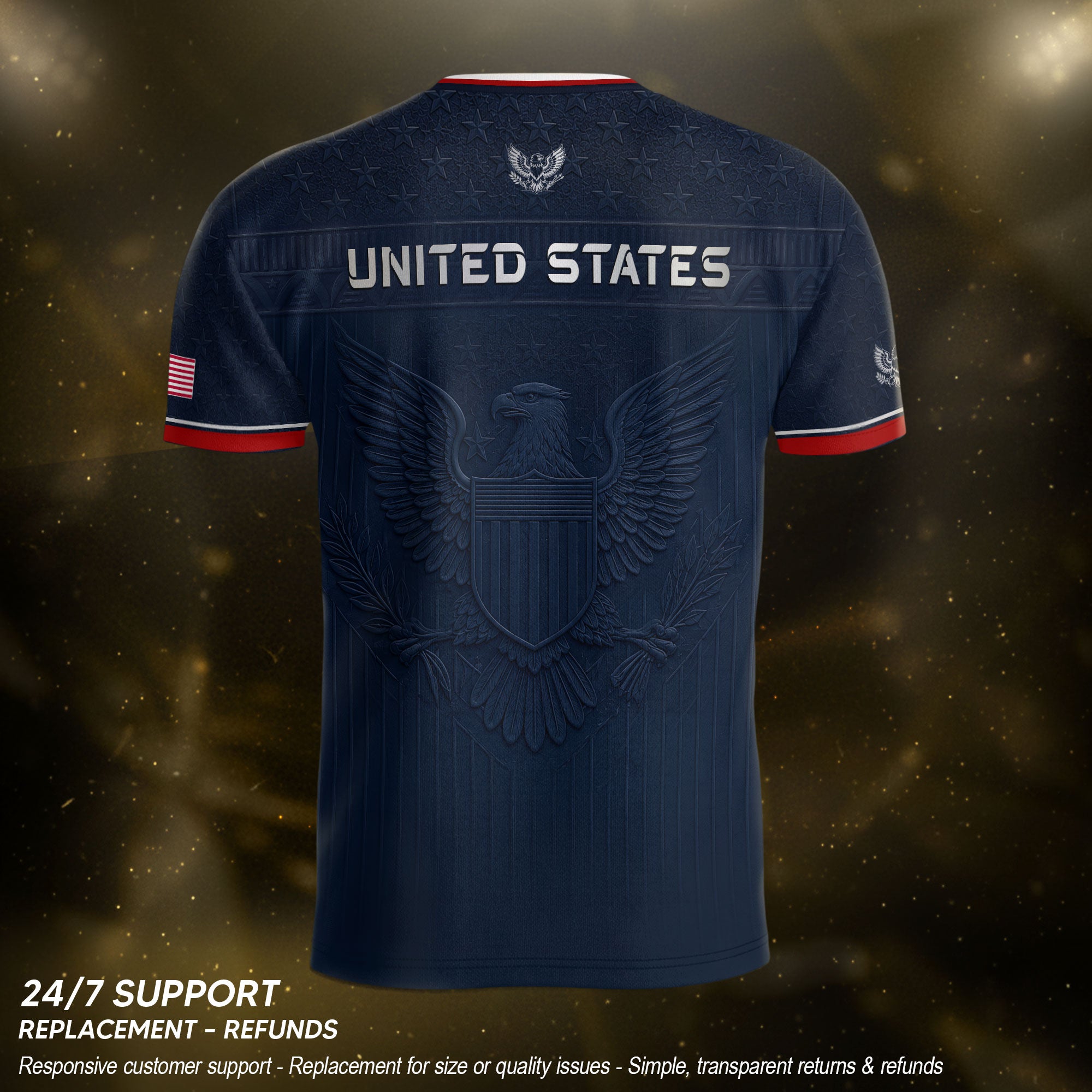Blue Adult Soccer Jersey Classic Style - Patriotic Eagle Graphic Team Training Shirt