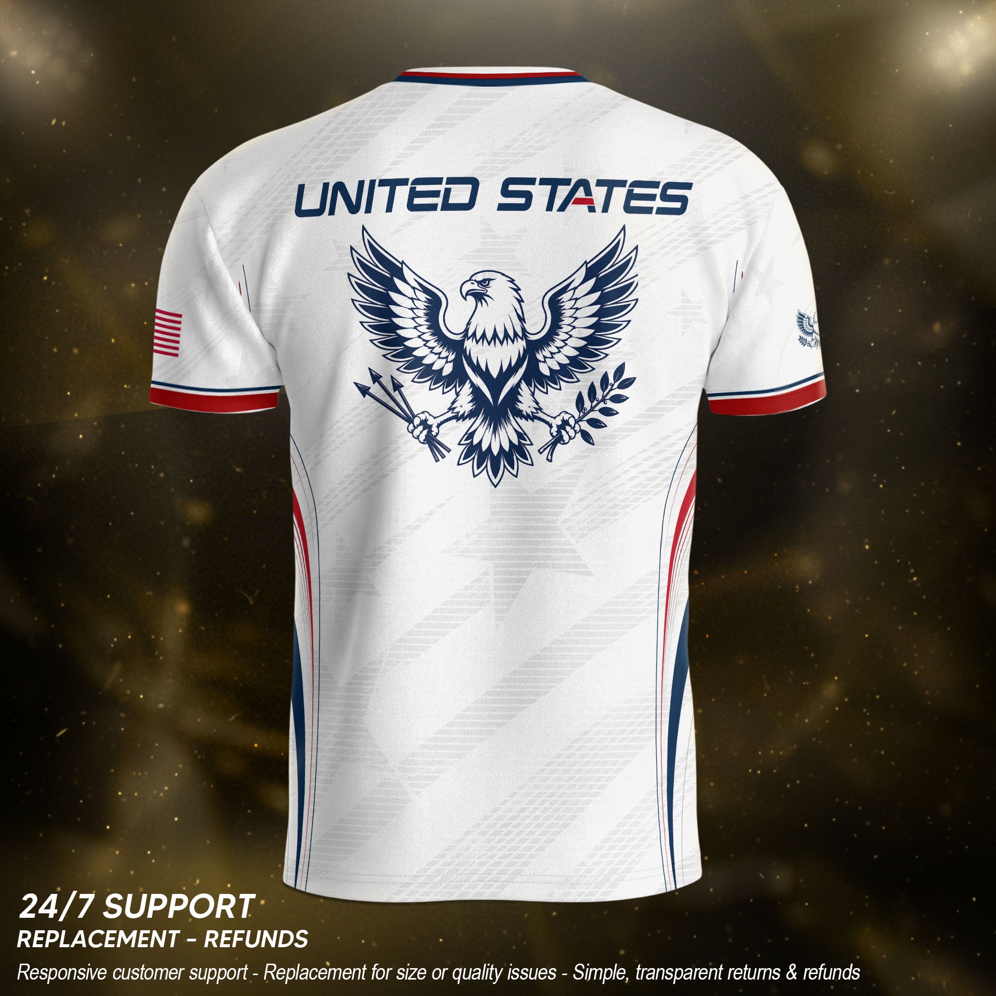 White Adult Soccer Jersey Patriotic Look - Pro Eagle Graphic Team Performance Shirt