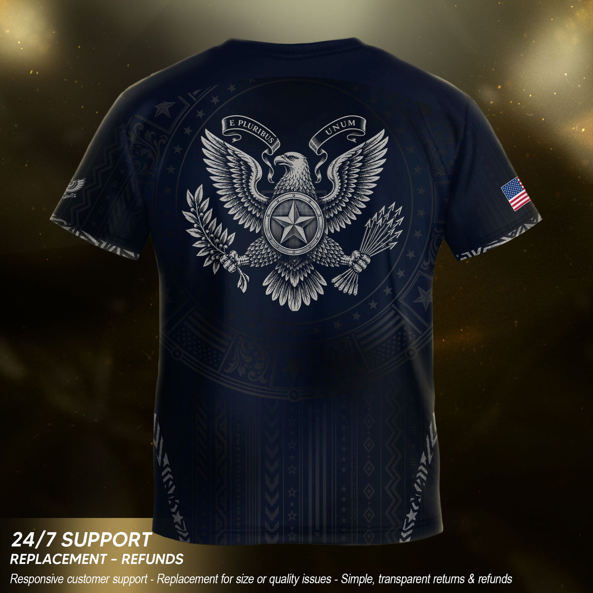 Kids' Blue USA Soccer Jersey Patriotic Eagle Graphic Print Breathable Fan Shirt - Rust Field Wear