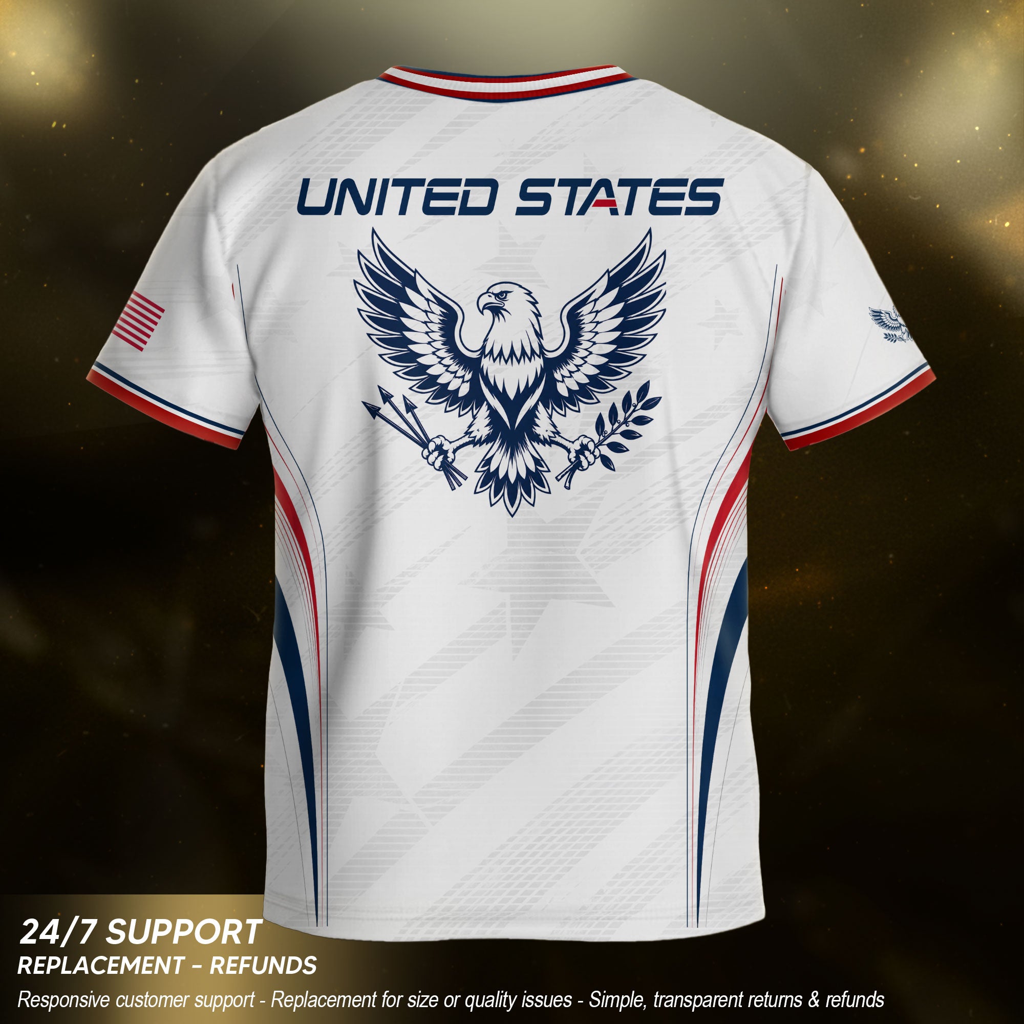 Kids' White USA Soccer Jersey Patriotic Eagle Graphic Print Breathable Fan Apparel