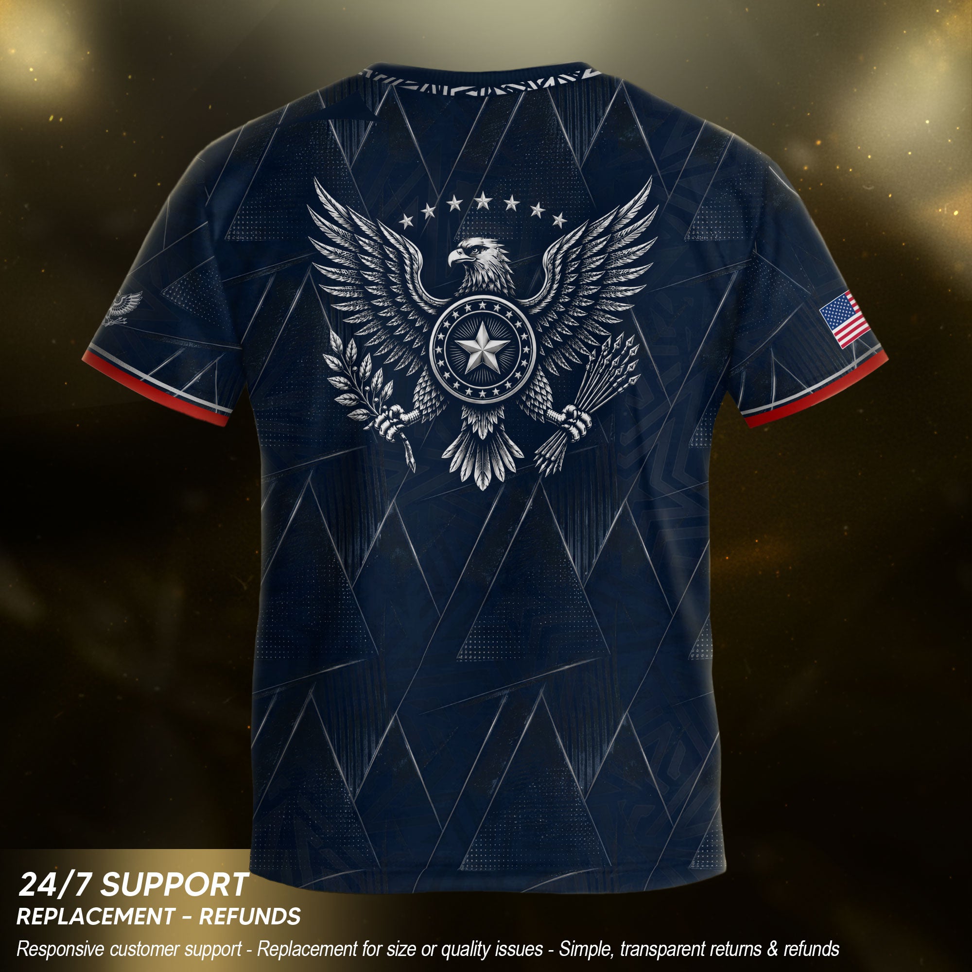 Kids' Blue USA Soccer Jersey Modern Geometric Pattern Eagle Graphic Performance Tee