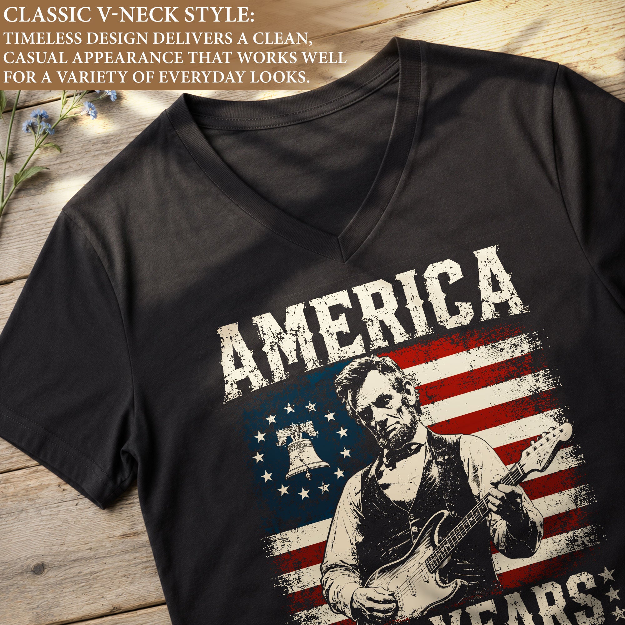 Liberty Bell Lincoln V-Neck Shirt Vintage 1776-2026 America 250 Years Women Tee