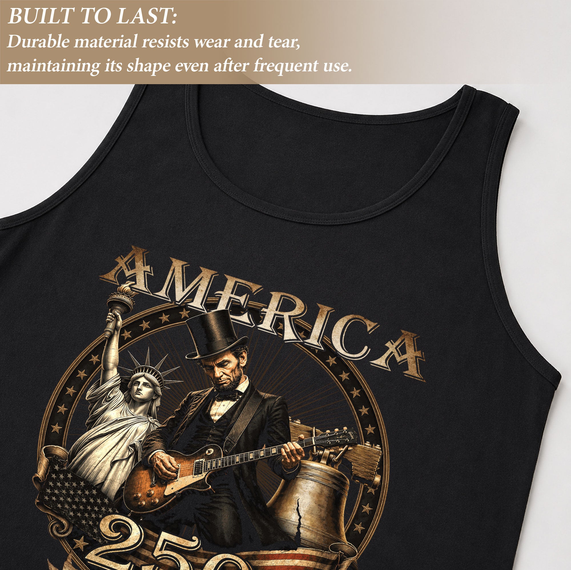 Men's Graphic Tank Top Abraham Lincoln Statue of Liberty 1776-2026 Patriotic Tee