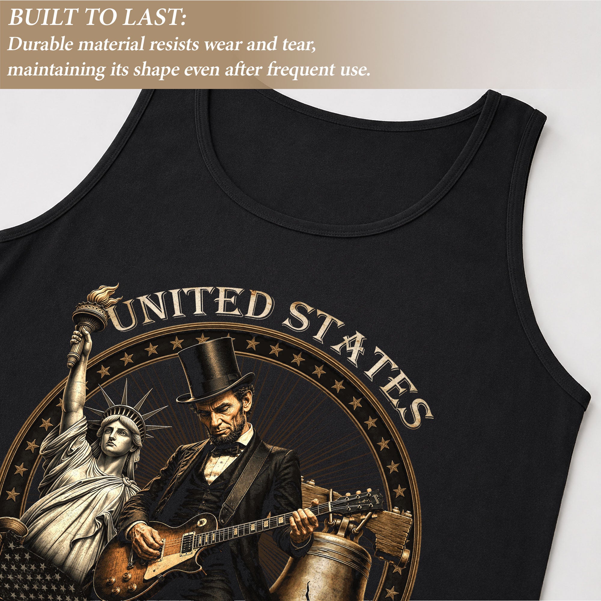 Men's Graphic Tank Top Abraham Lincoln Statue of Liberty 1776-2026 Patriotic Tee