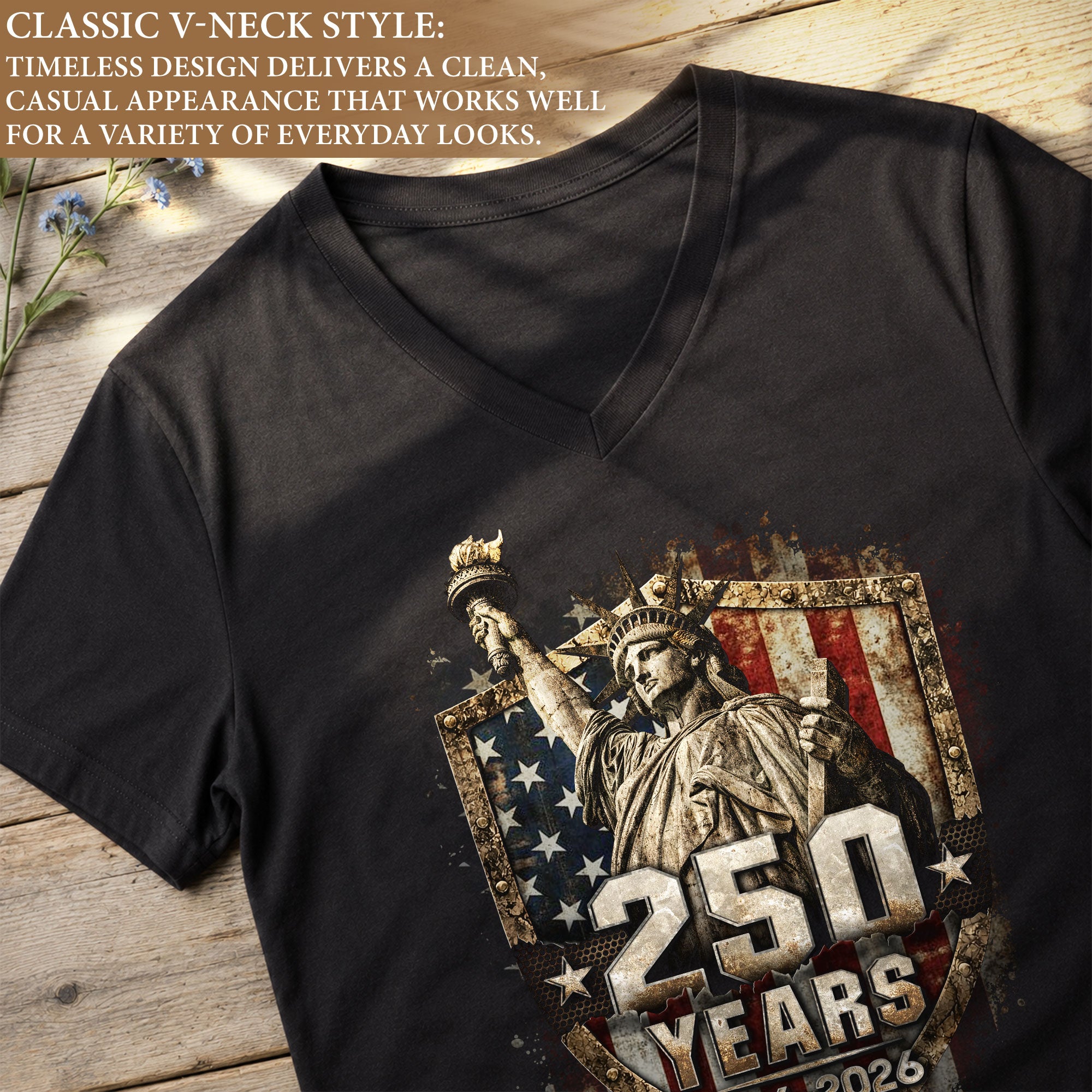 Rock Lincoln V Neck T-Shirt Patriotic 1776-2026 America 250th Women Graphic Tee