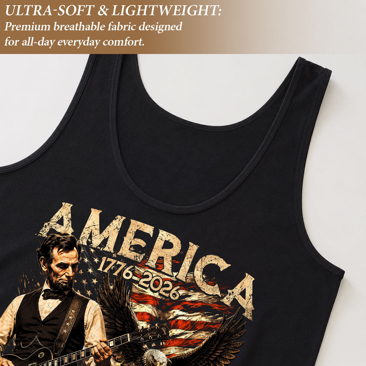 Abraham Lincoln Women Tank Top Bald Eagle Liberty Bell Guitar 1776 2026 250 Years Shirt