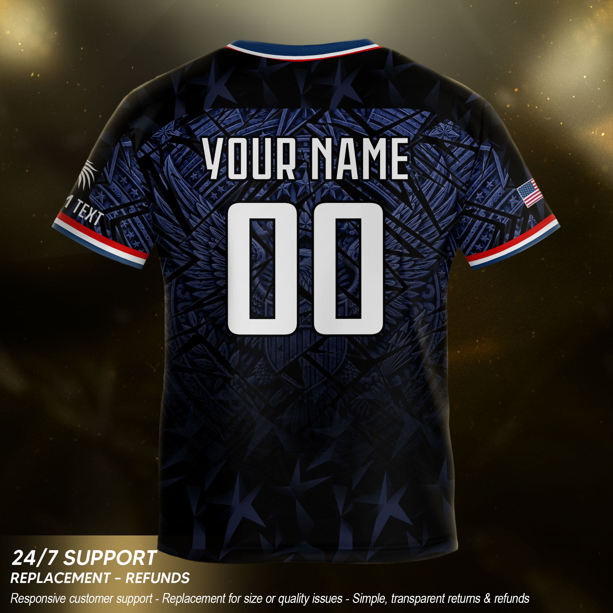 Kids USA Soccer Jersey Navy Personalized Youth Patriotic American Football Shirt