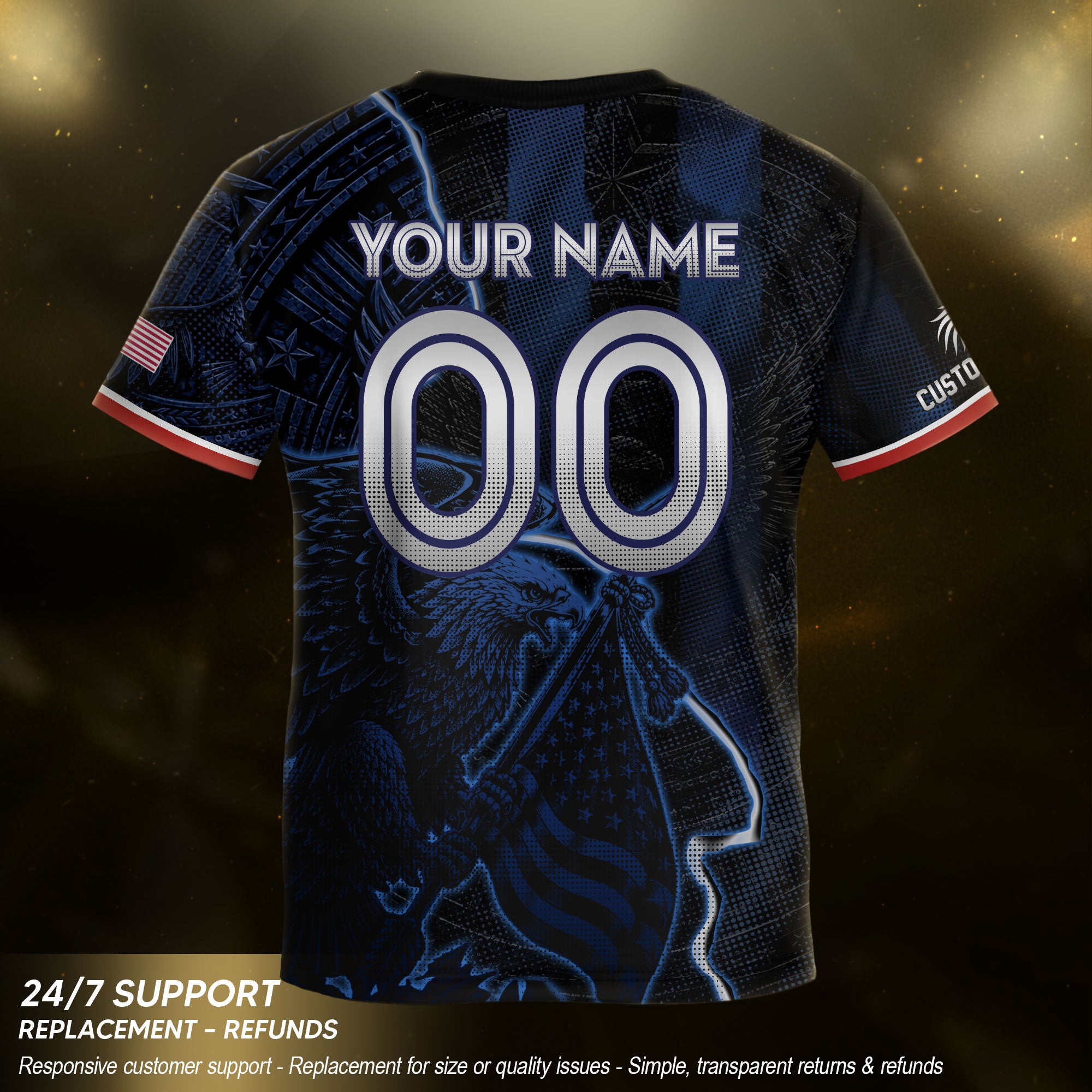 Custom Kids USA Soccer Jersey Navy Personalized Youth Patriotic Football Shirt