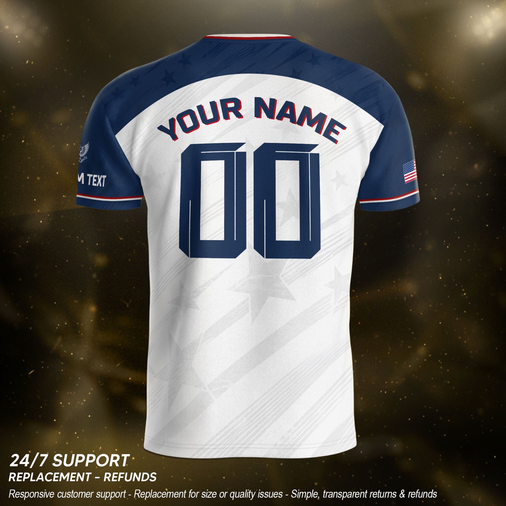 Custom Adult USA Soccer Jersey White Red Blue Patriotic American Team Football Shirt
