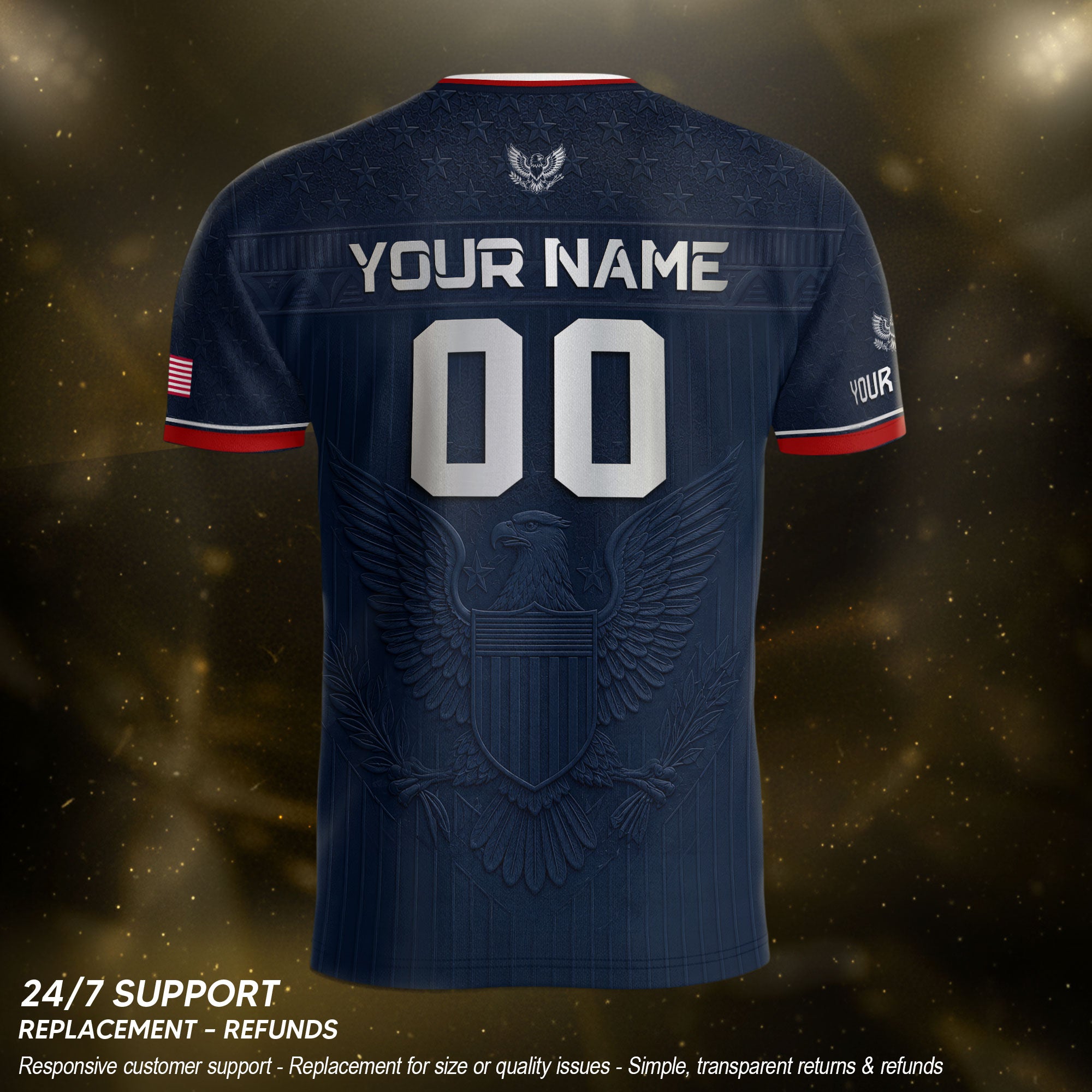 Adult Custom USA Soccer Jersey Personalize Name Number Patriotic Graphic Team Shirt