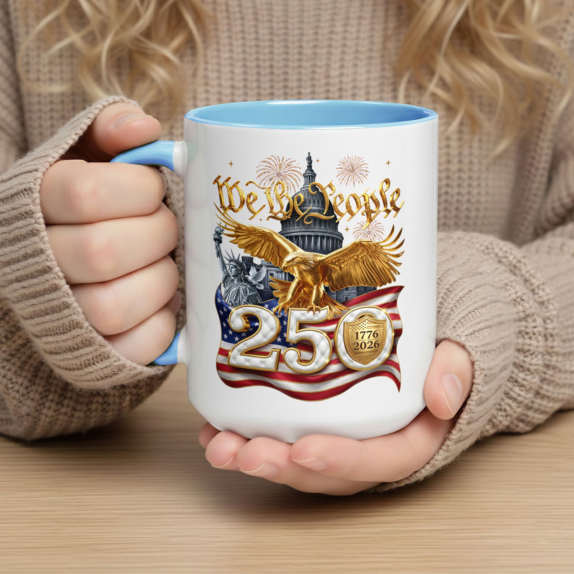 We The People Proud Patriot Accent Mug - Epic Golden Eagle 1776 2026 Gift Cup