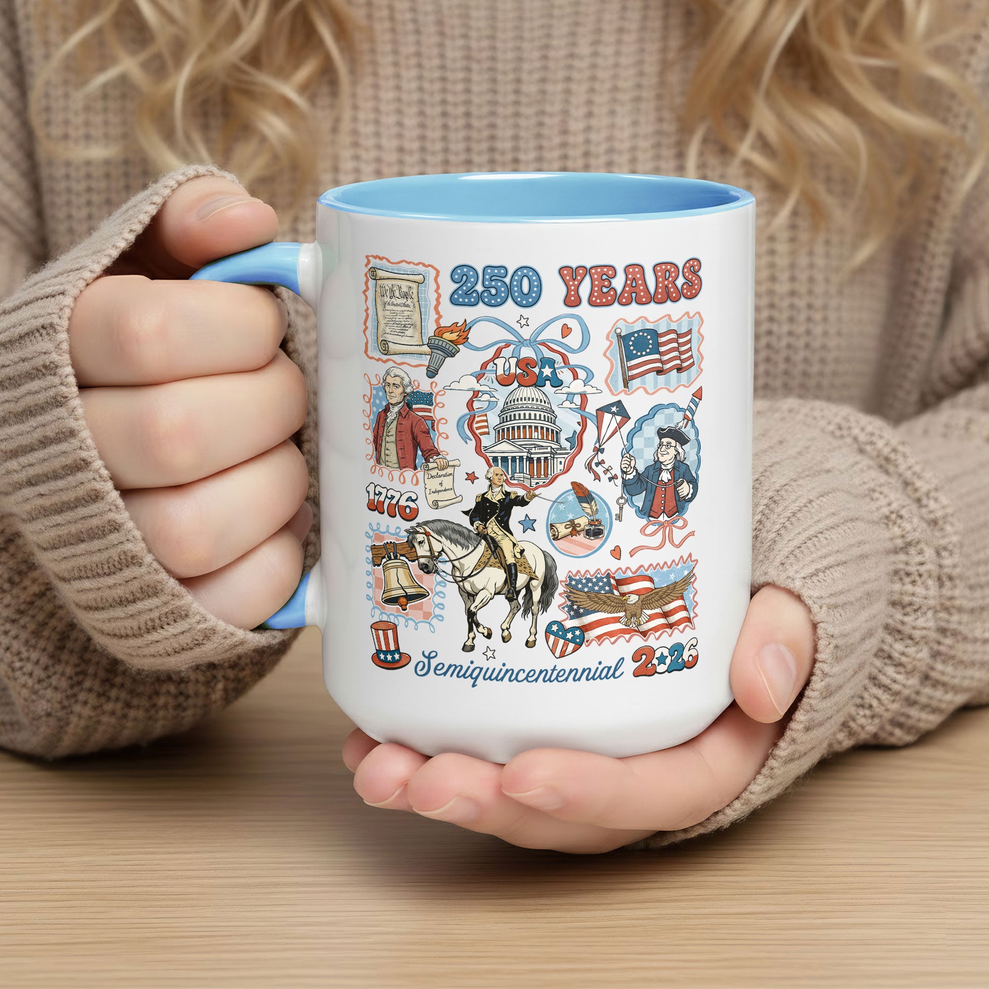 250 Years US History Chronicles Accent Mug - Epic Patriotic Collector Cup