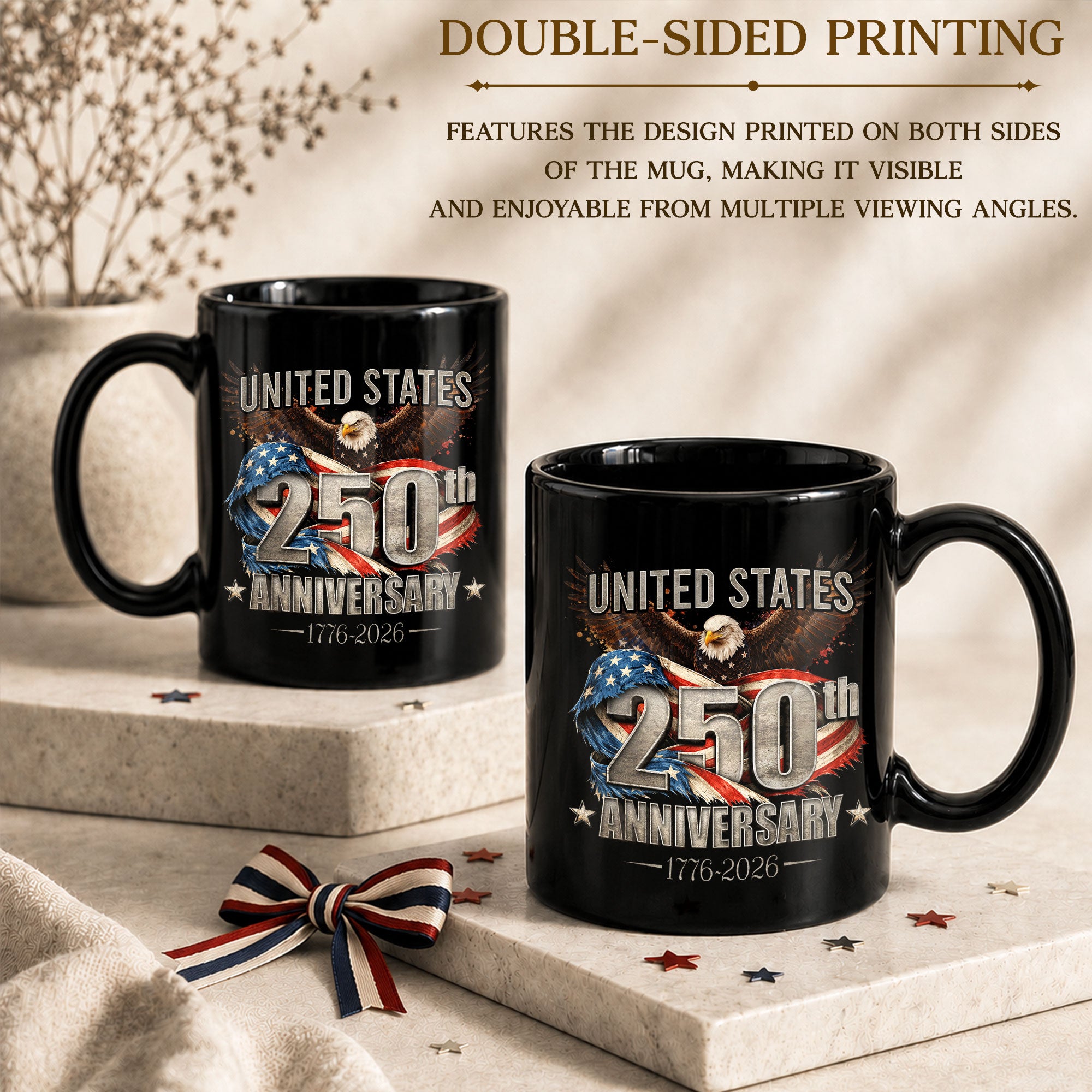 United States 250th Anniversary Mug - 1776-2026 Patriotic Bald Eagle Drinkware Gift