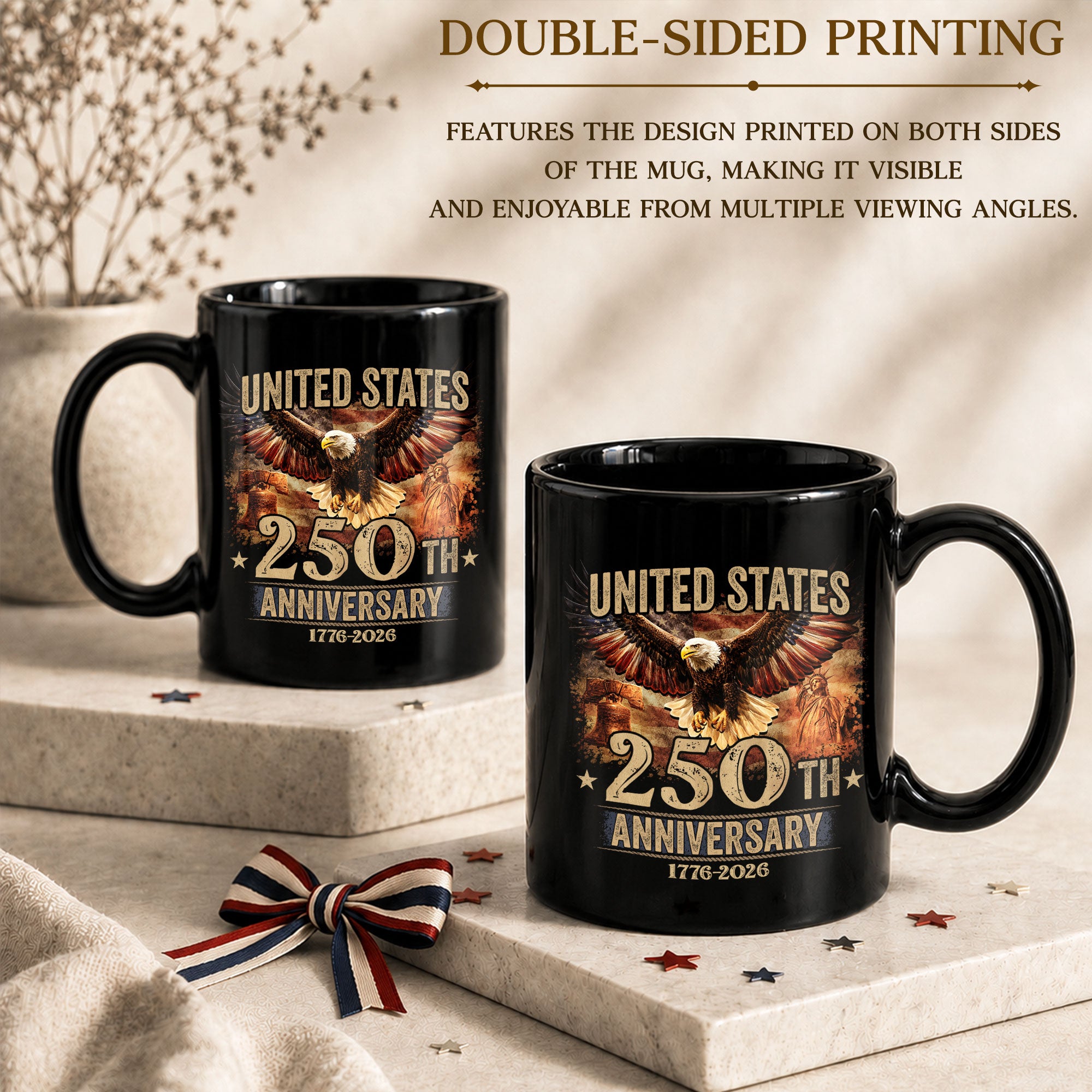 USA 250th Anniversary Mug - 1776-2026 Patriotic Eagle and Liberty Bell Drinkware Gift