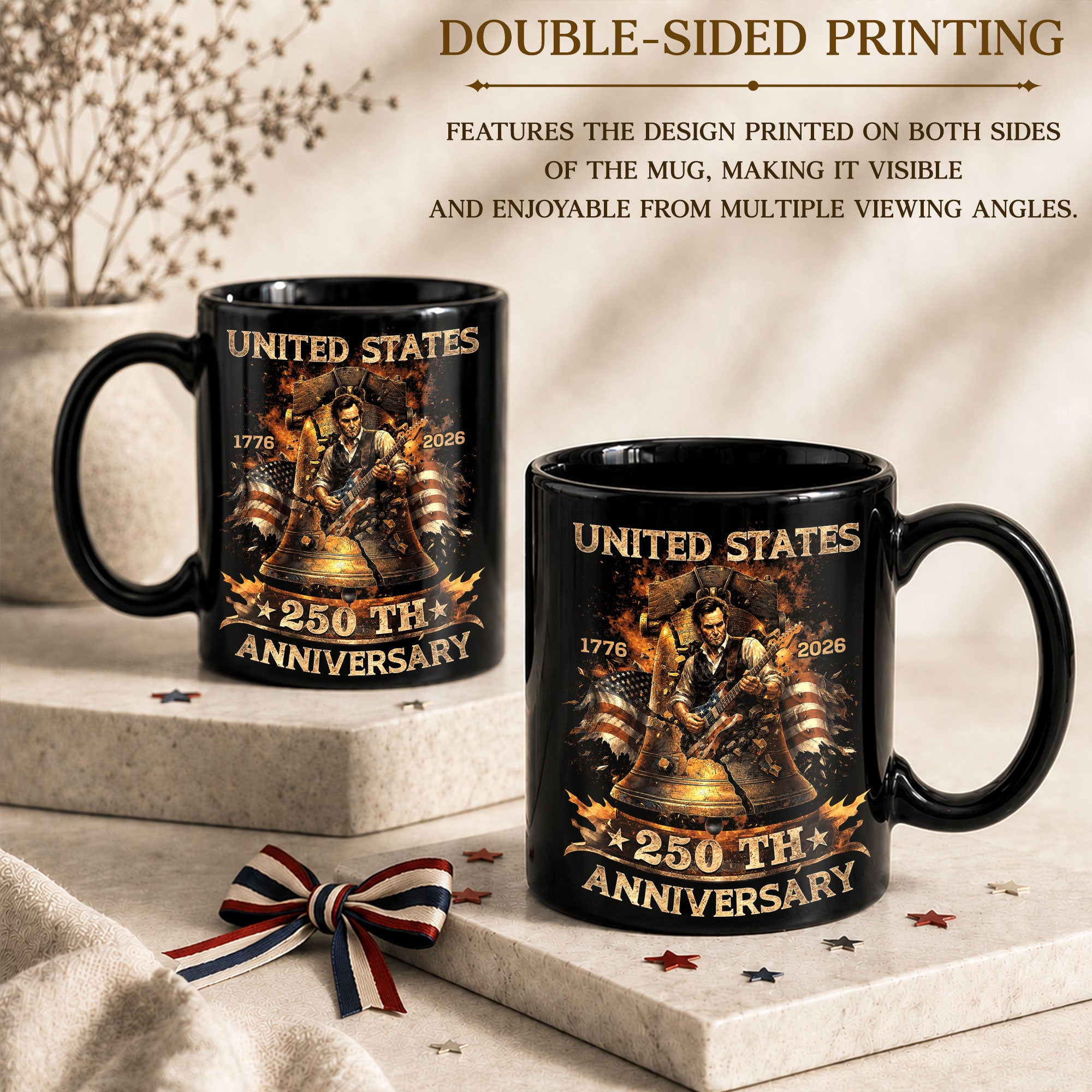 Patriotic Mug 250 Years 1776-2026 United States Liberty Bell Lincoln Rocker Independence