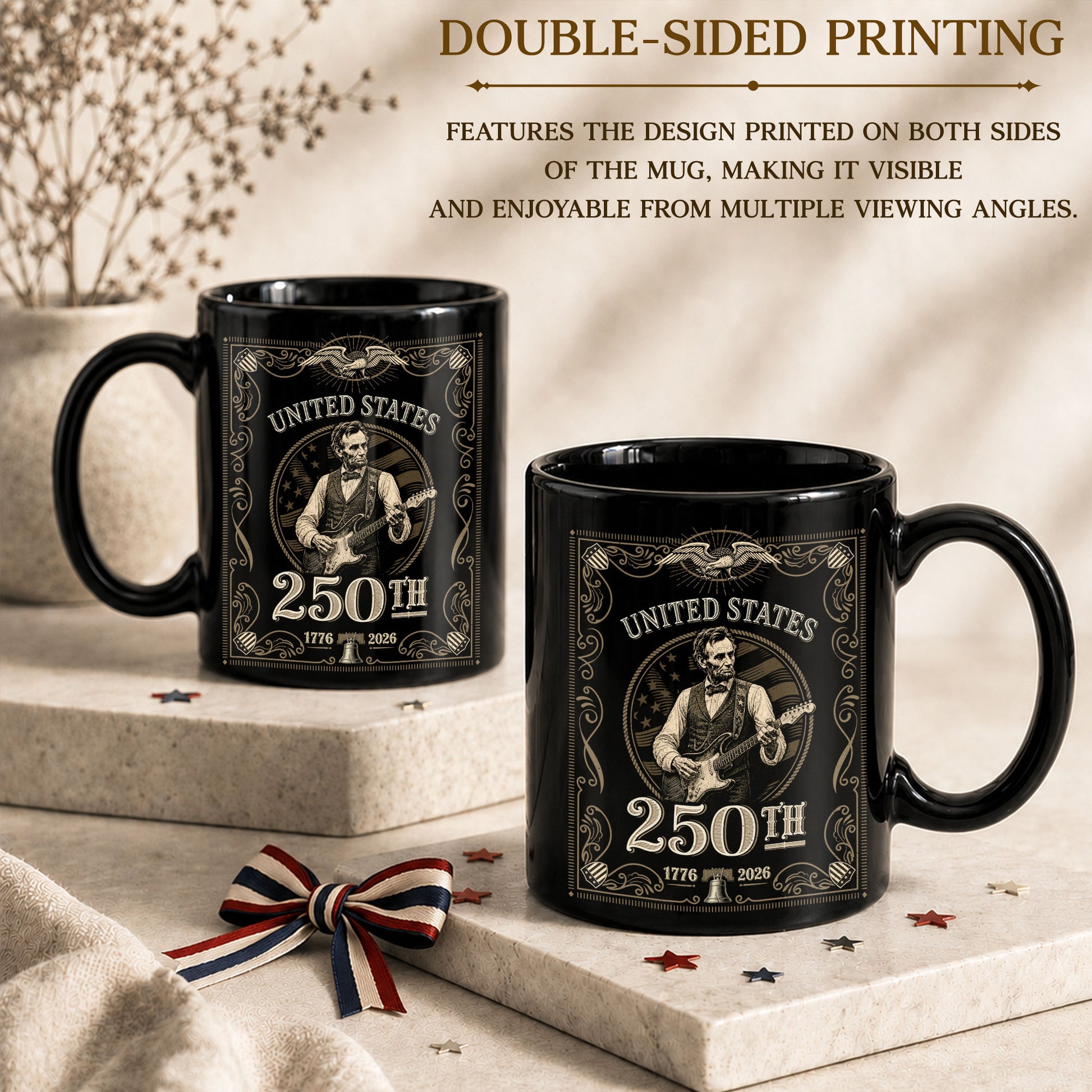 America's 250th Anniversary 1776-2026 Abraham Lincoln Guitar Patriotic Mug - Rust Field Wear