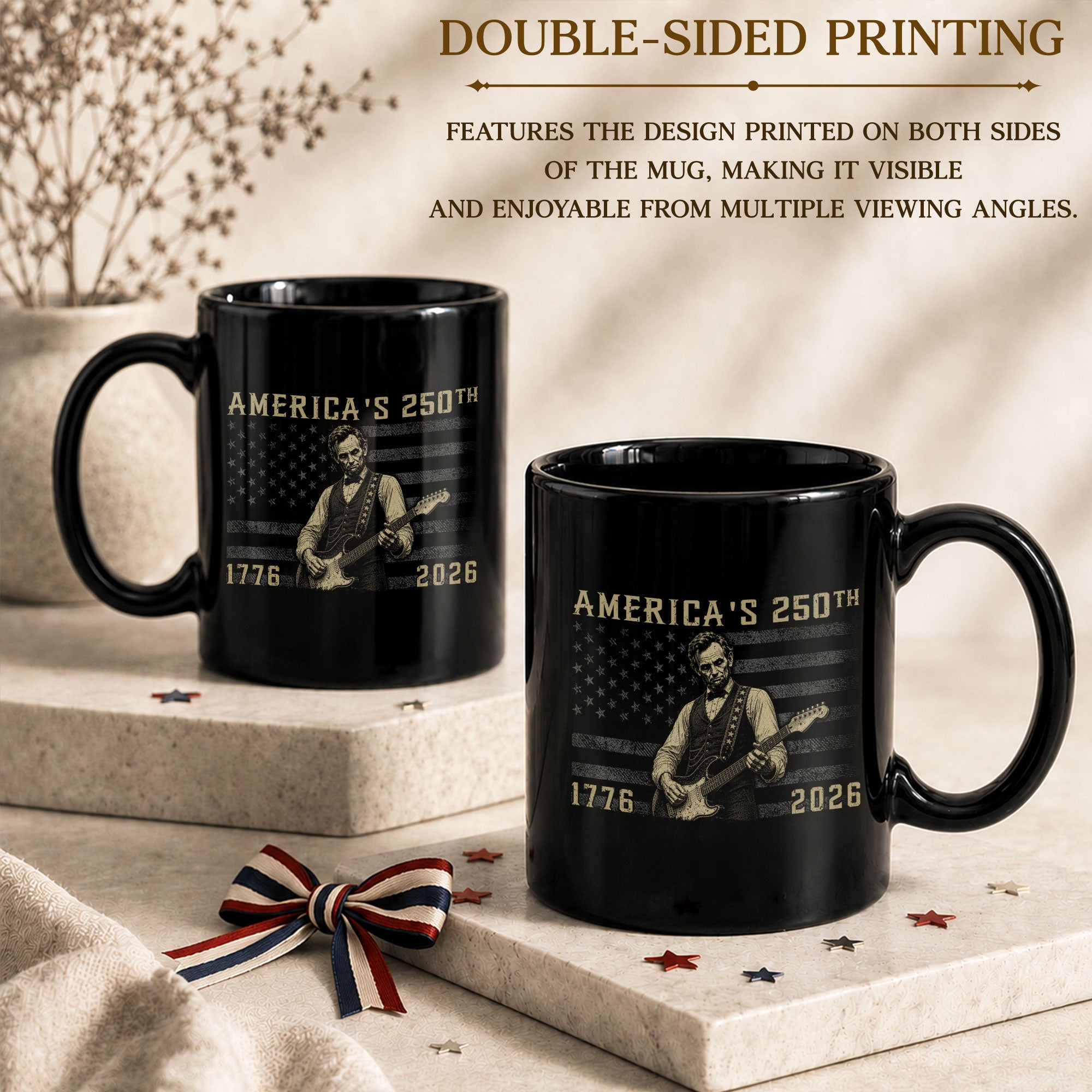 America 250th Anniversary 1776-2026 Abraham Lincoln Guitar Patriotic Mug Keepsake