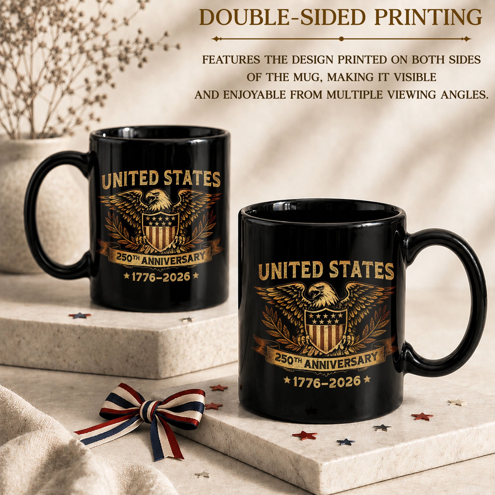 United States 250th Anniversary 1776-2026 Patriotic Eagle Shield Commemorative Mug - Rust Field Wear