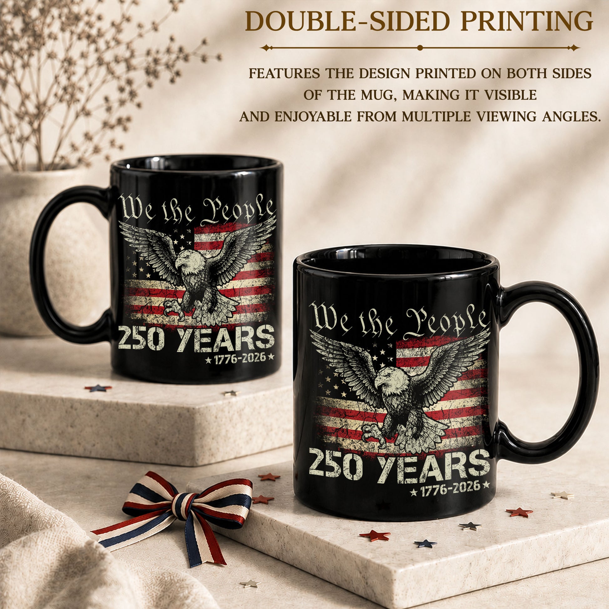 Patriotic We The People 250 Years 1776-2026 American Eagle Commemorative Mug - Rust Field Wear
