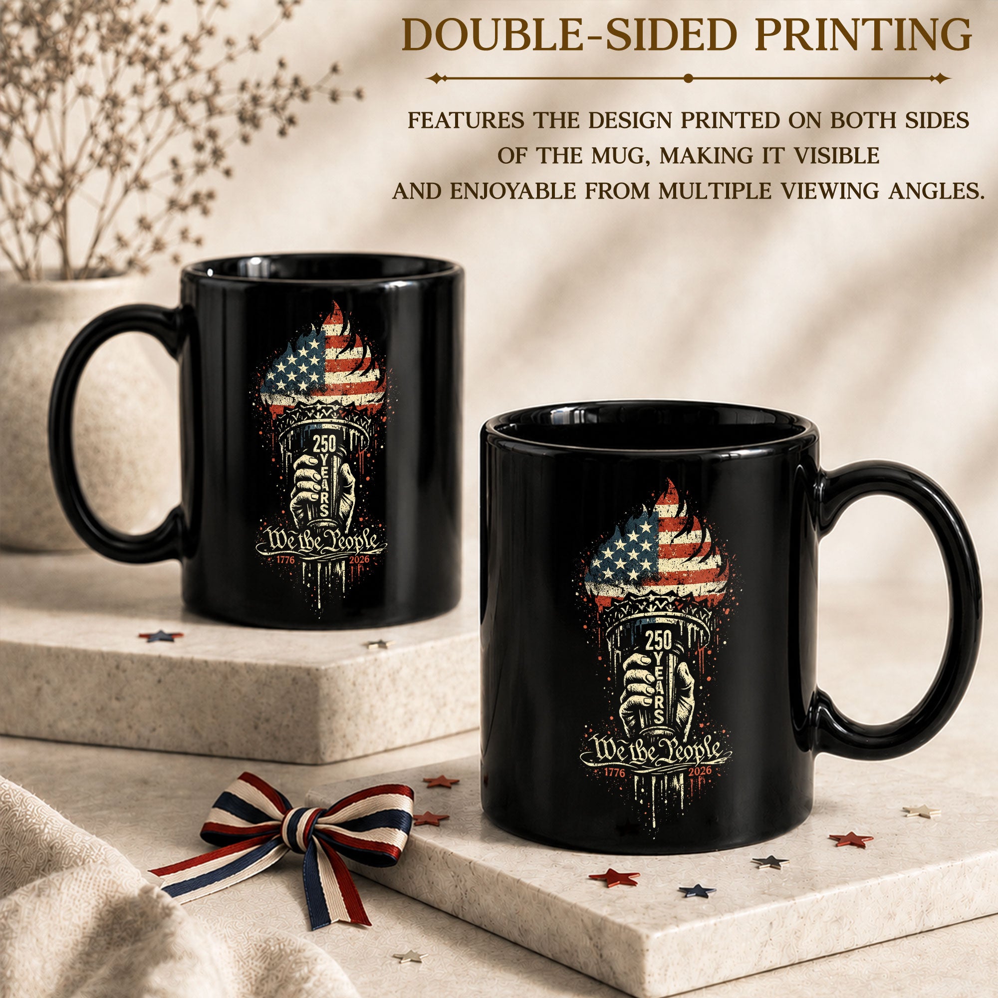 250 Years 1776 2026 Mug We The People Statue of Liberty Torch Ceramic Cup Gift - Rust Field Wear