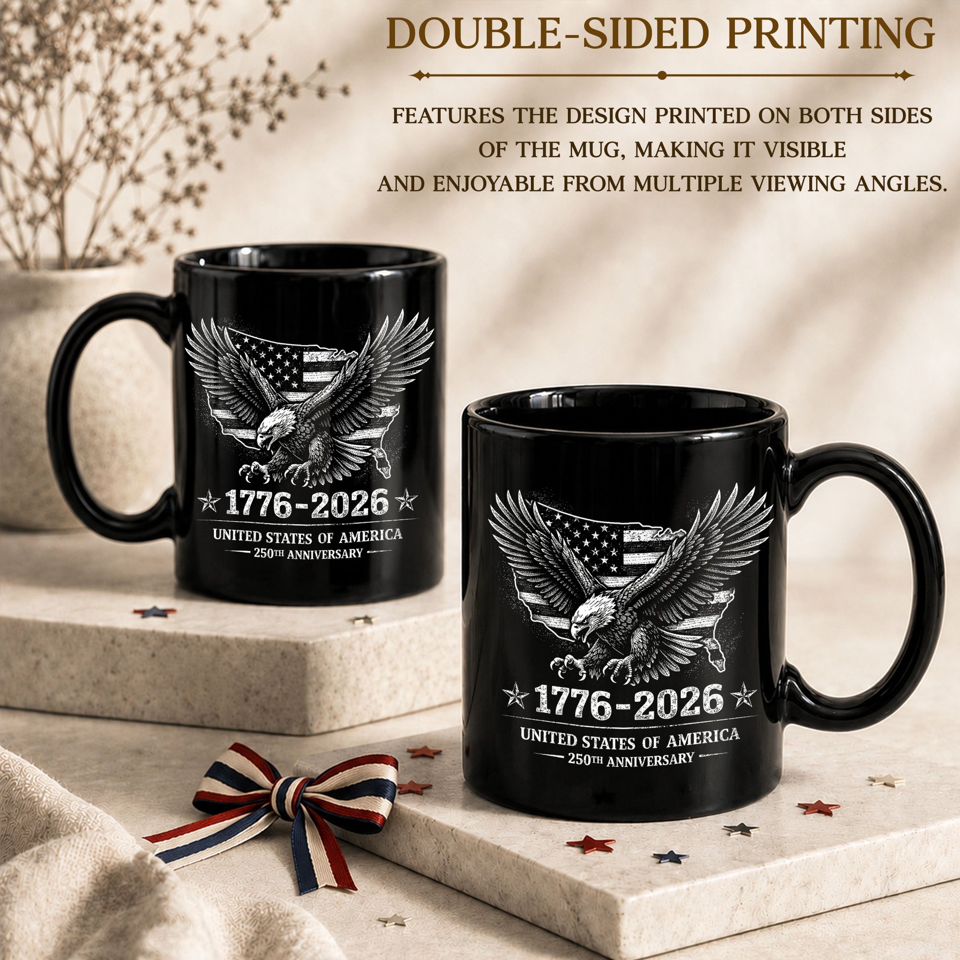 1776 2026 Mug 250th Anniversary United States Of America Patriotic Eagle Ceramic Cup - Rust Field Wear