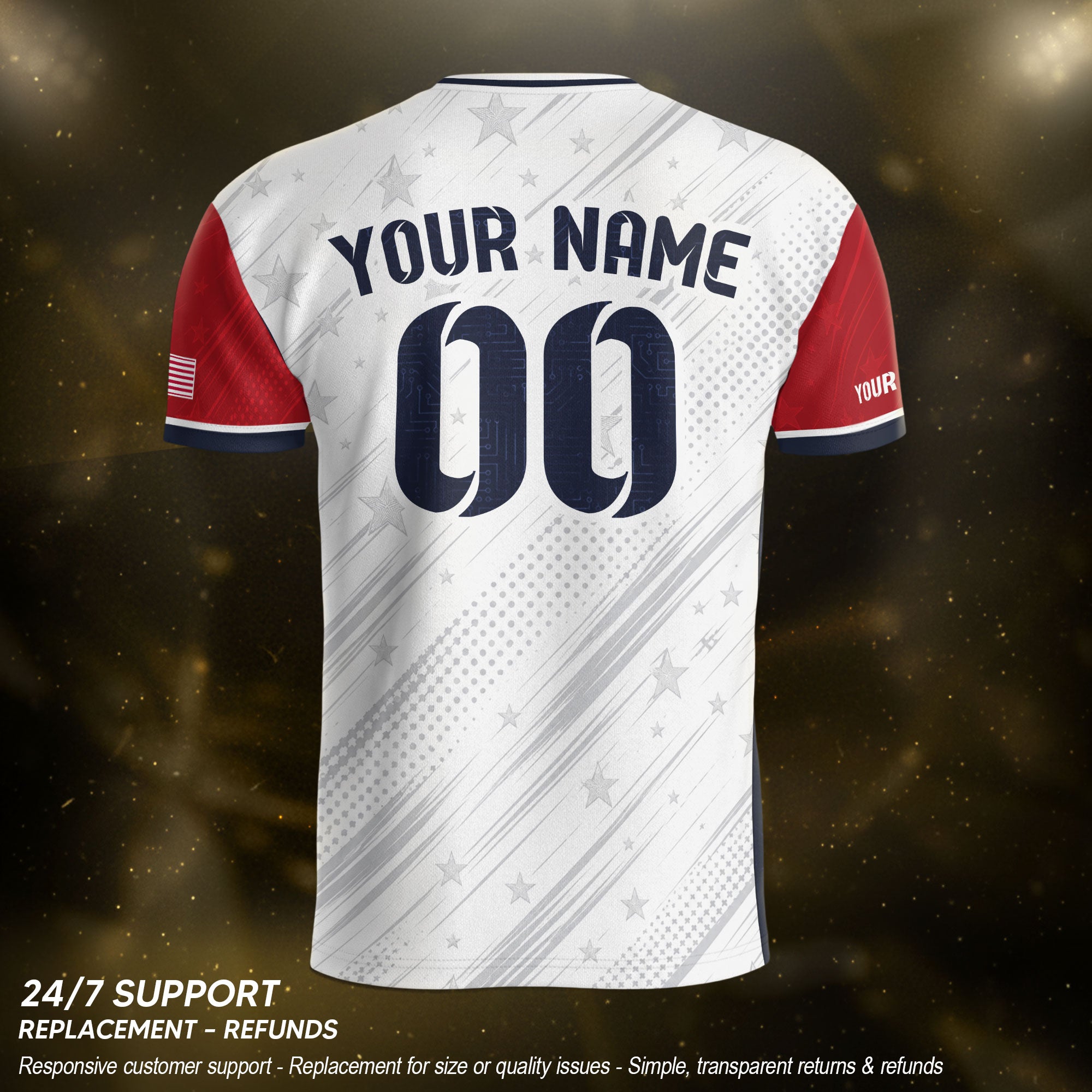 Custom Adult White Soccer Jersey - Personalized Name & Number USA Patriotic Sportswear