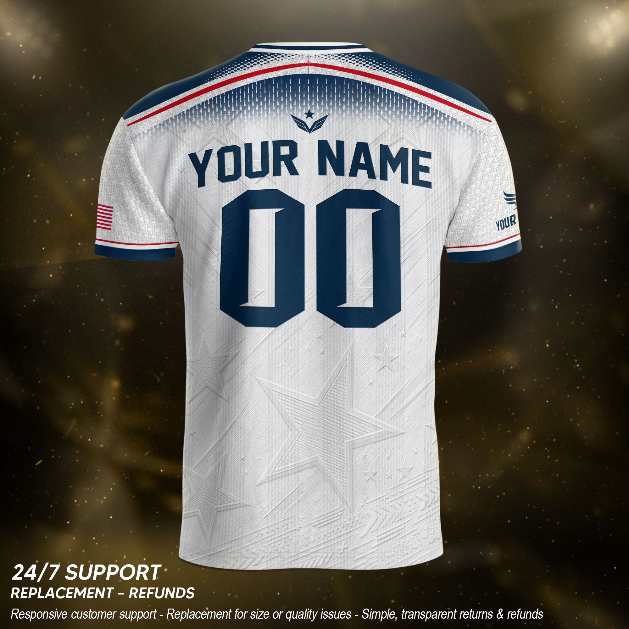 Personalized USA White Soccer Jersey - Custom Name & Number Patriotic Sports Gear