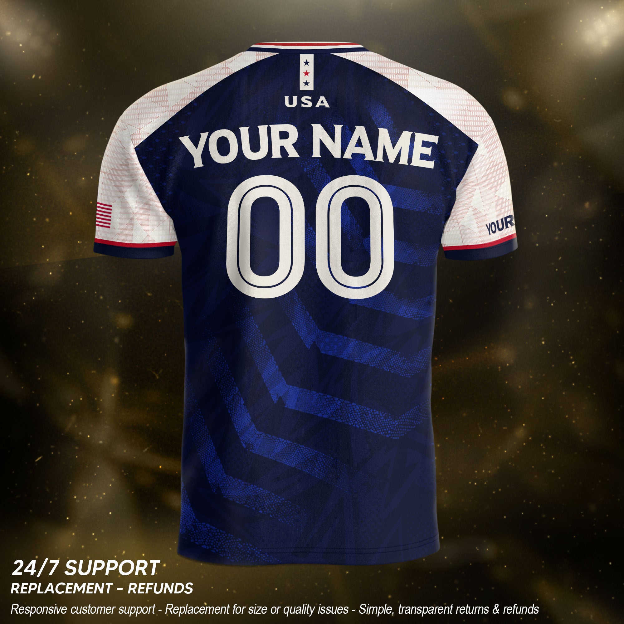 Custom Dark Blue USA Soccer Jersey - Personalized Name & Number American Sports Gear