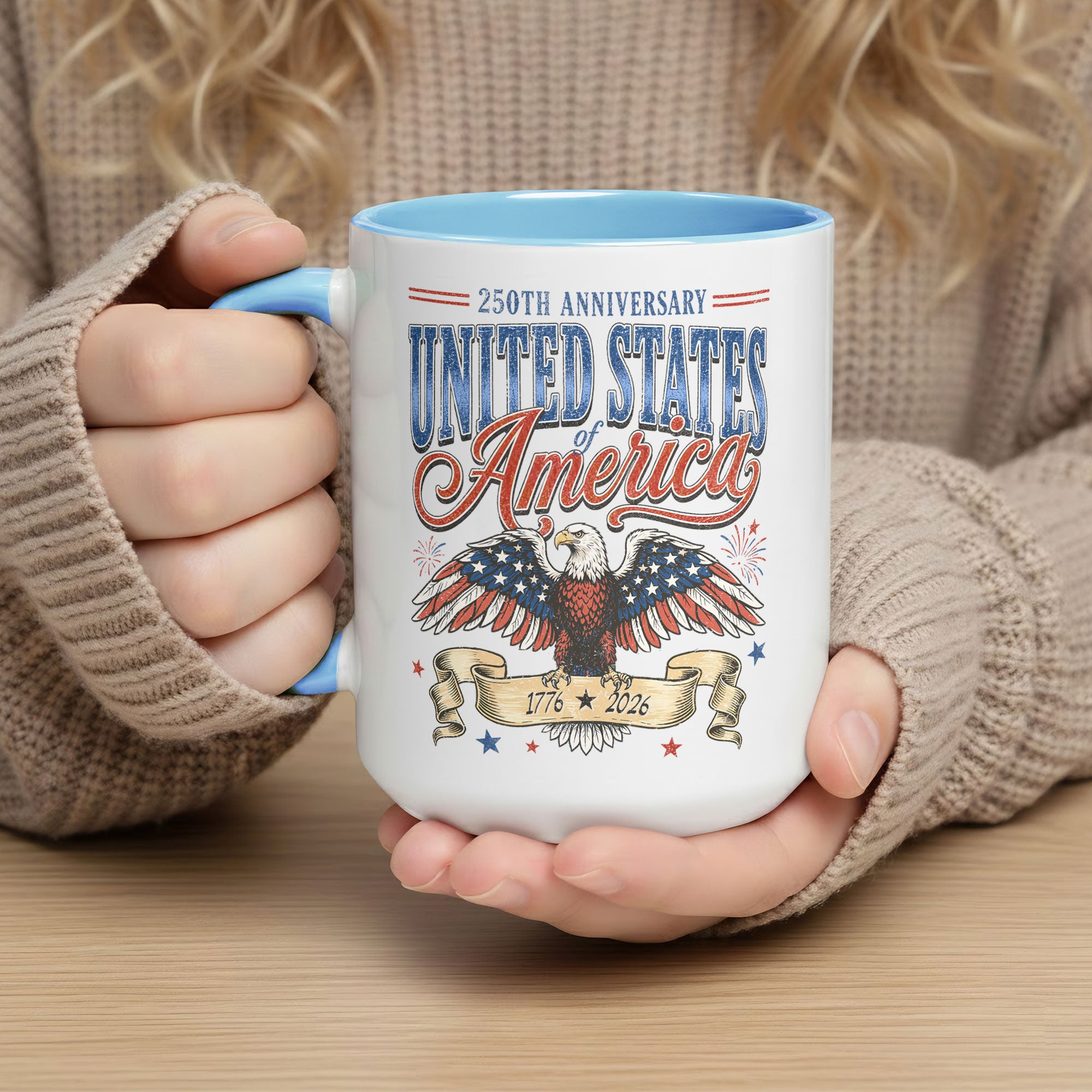United States 250th Anniversary Accent Mug American Eagle 1776 2026 Patriotic Cup