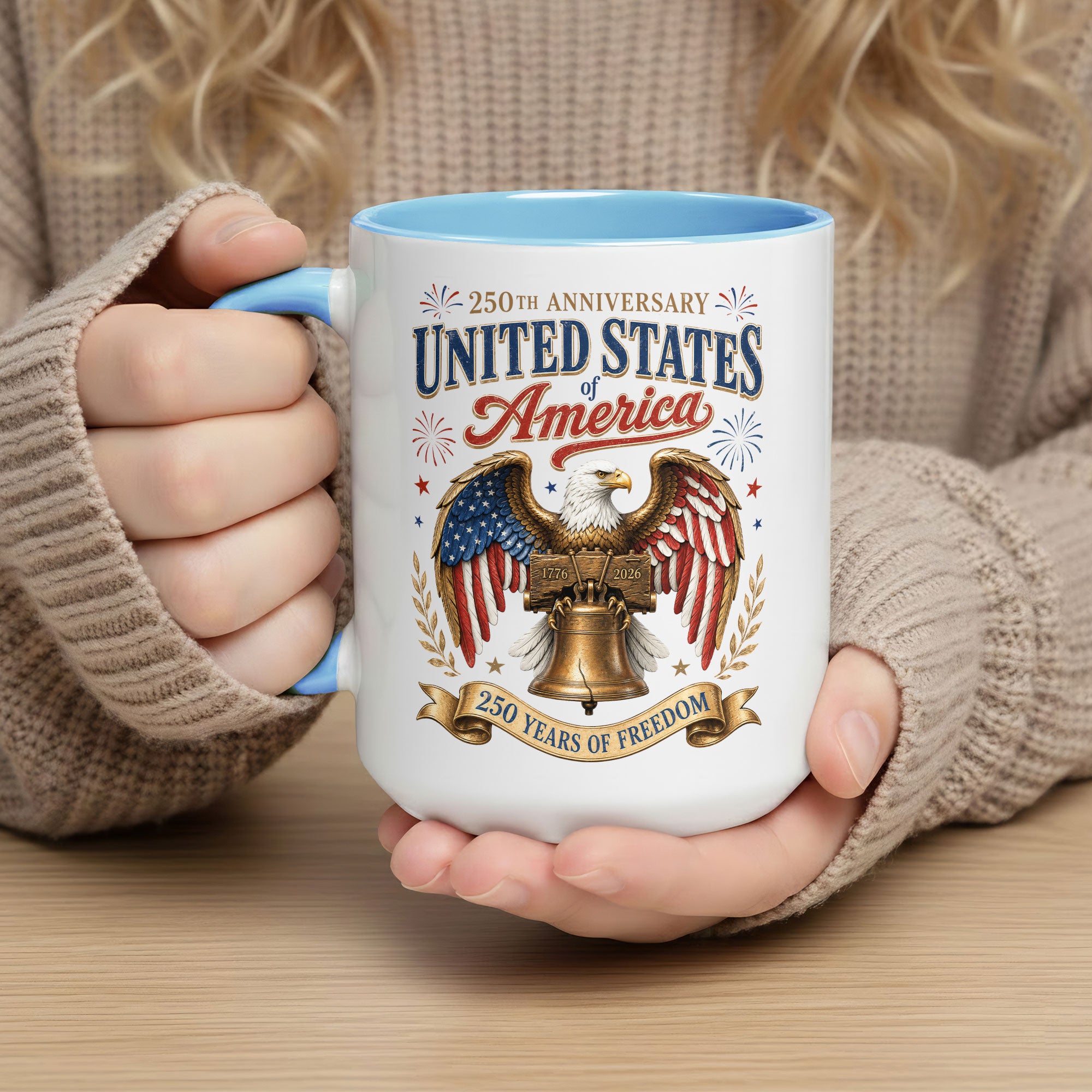 United States Accent Mug American Eagle Liberty Bell Patriotic 1776 2026 Cup