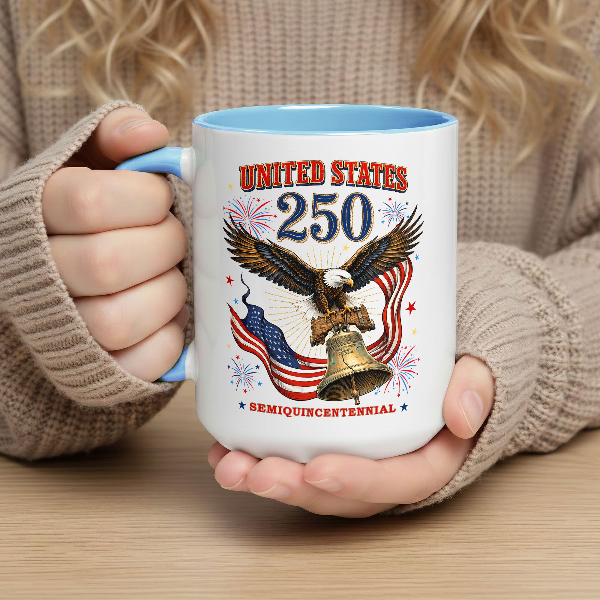 United States Accent Mug American Eagle Liberty Bell Patriotic Fireworks Gift Cup