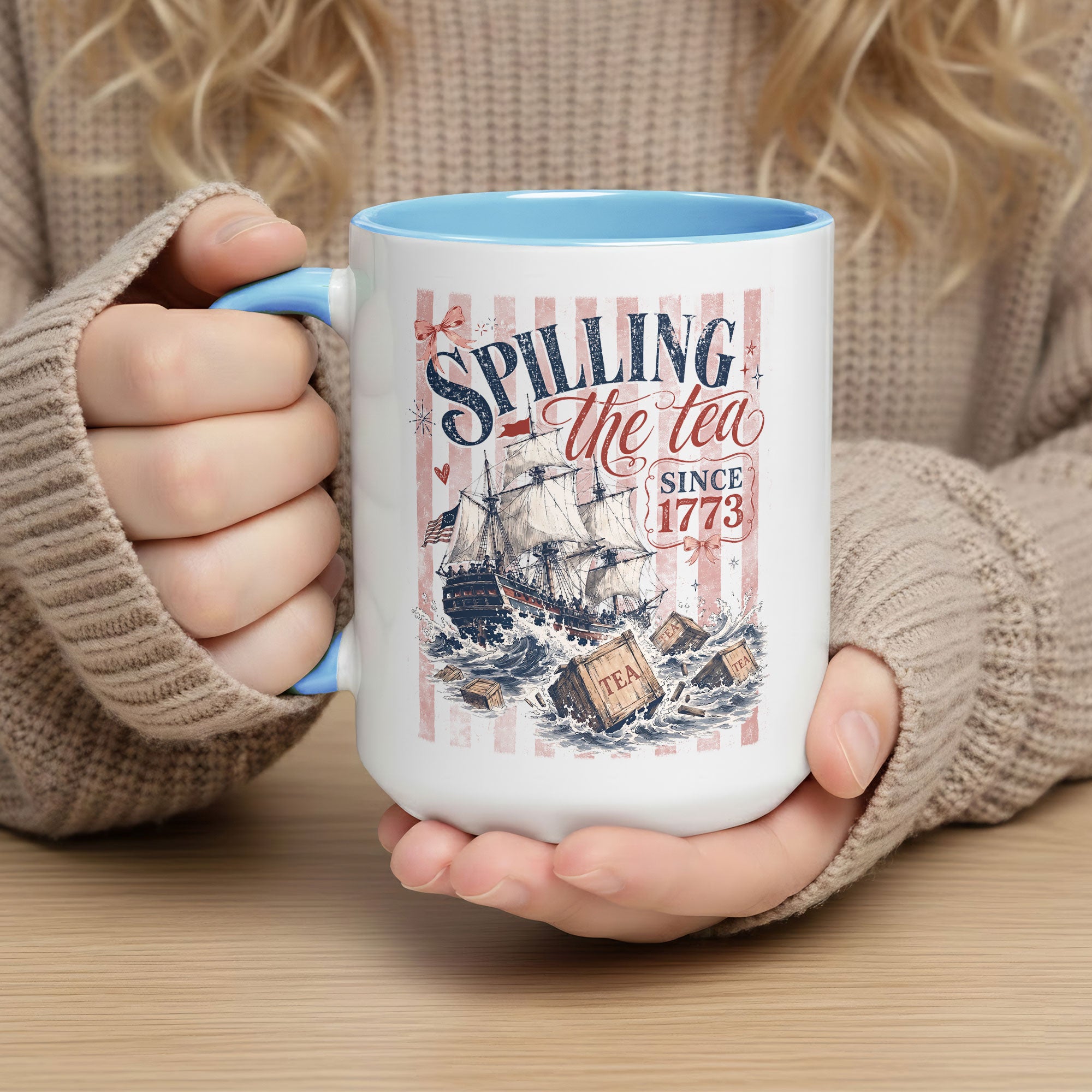 Patriotic Spilling The Tea Since 1773 Accent Mug Gift For American History Lovers