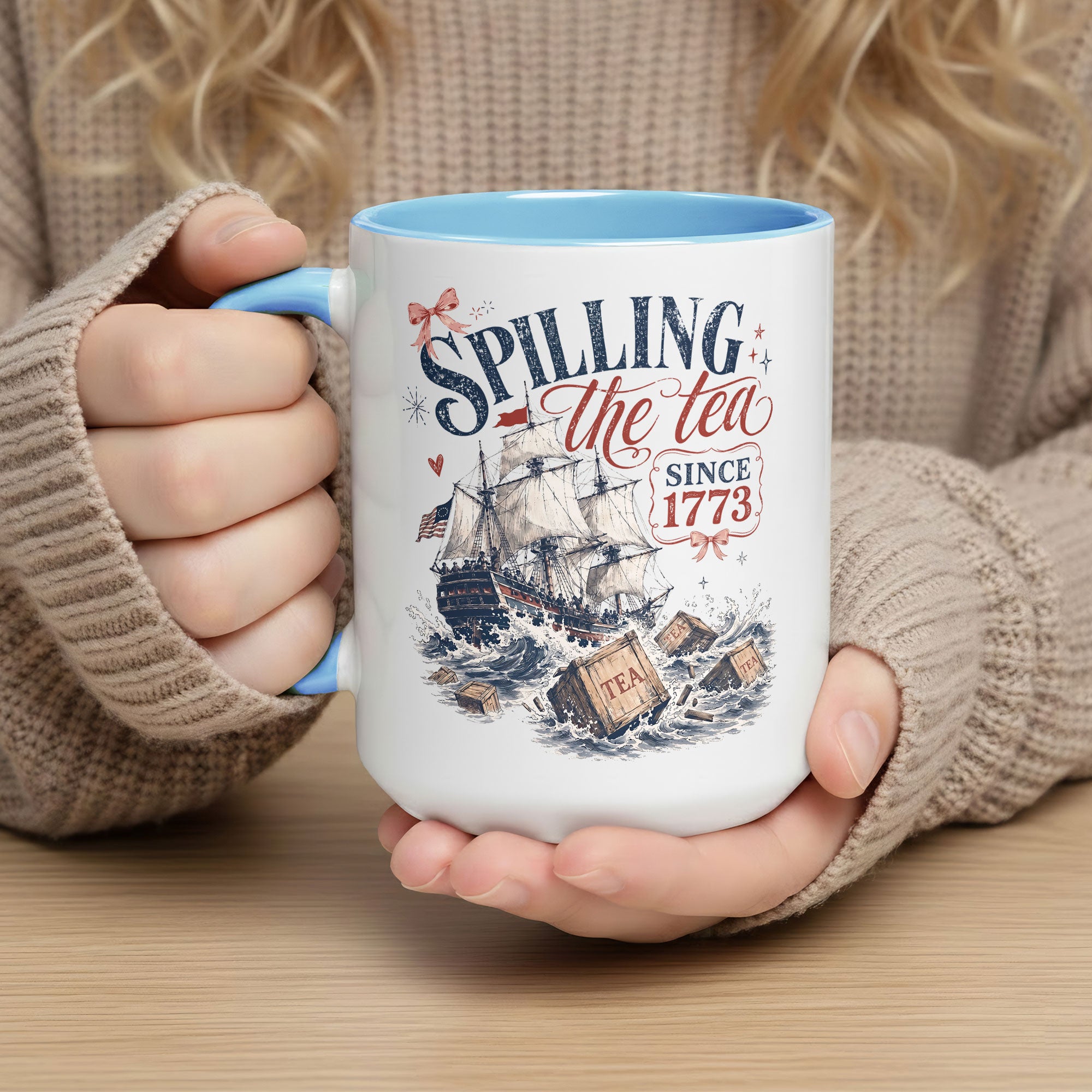 Unique Spilling The Tea Since 1773 Accent Mug Patriotic Historical Ceramic Cup