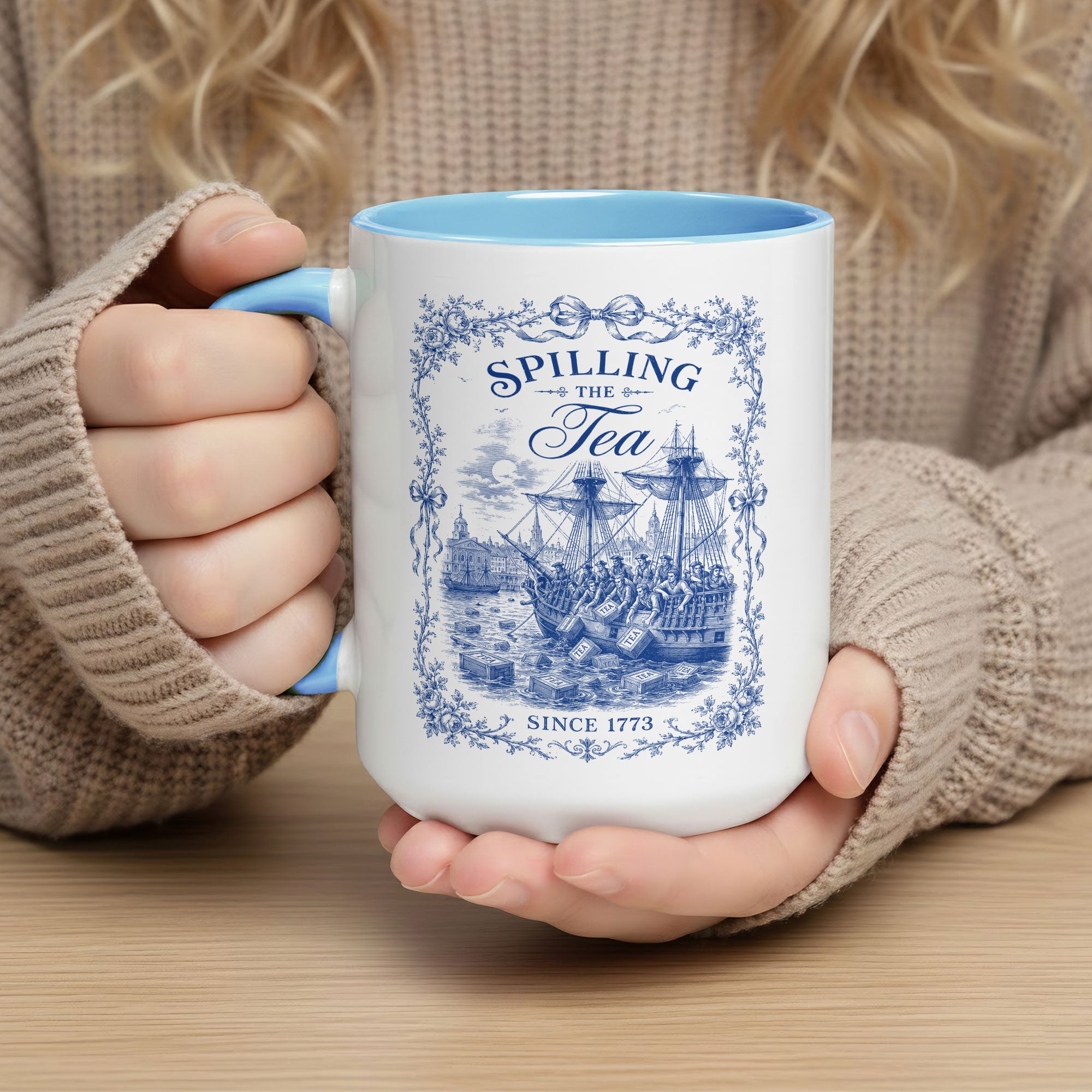 Classic Spilling The Tea Since 1773 Accent Mug Patriotic Historical Ceramic Vessel