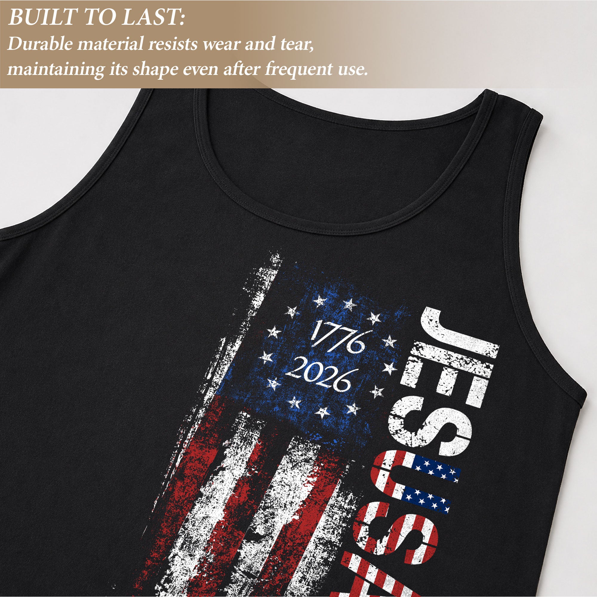 Men's Vertical JESUSAVES 1776-2026 Tank - Patriotic Graphic Sleeveless Summer Top