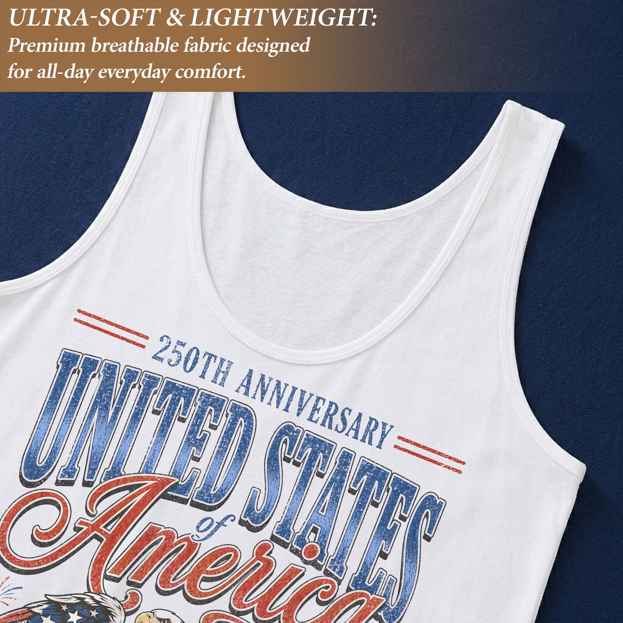 Vintage Tank Top Women 250th Anniversary Patriotic United States America Shirt 1776 - Rust Field Wear