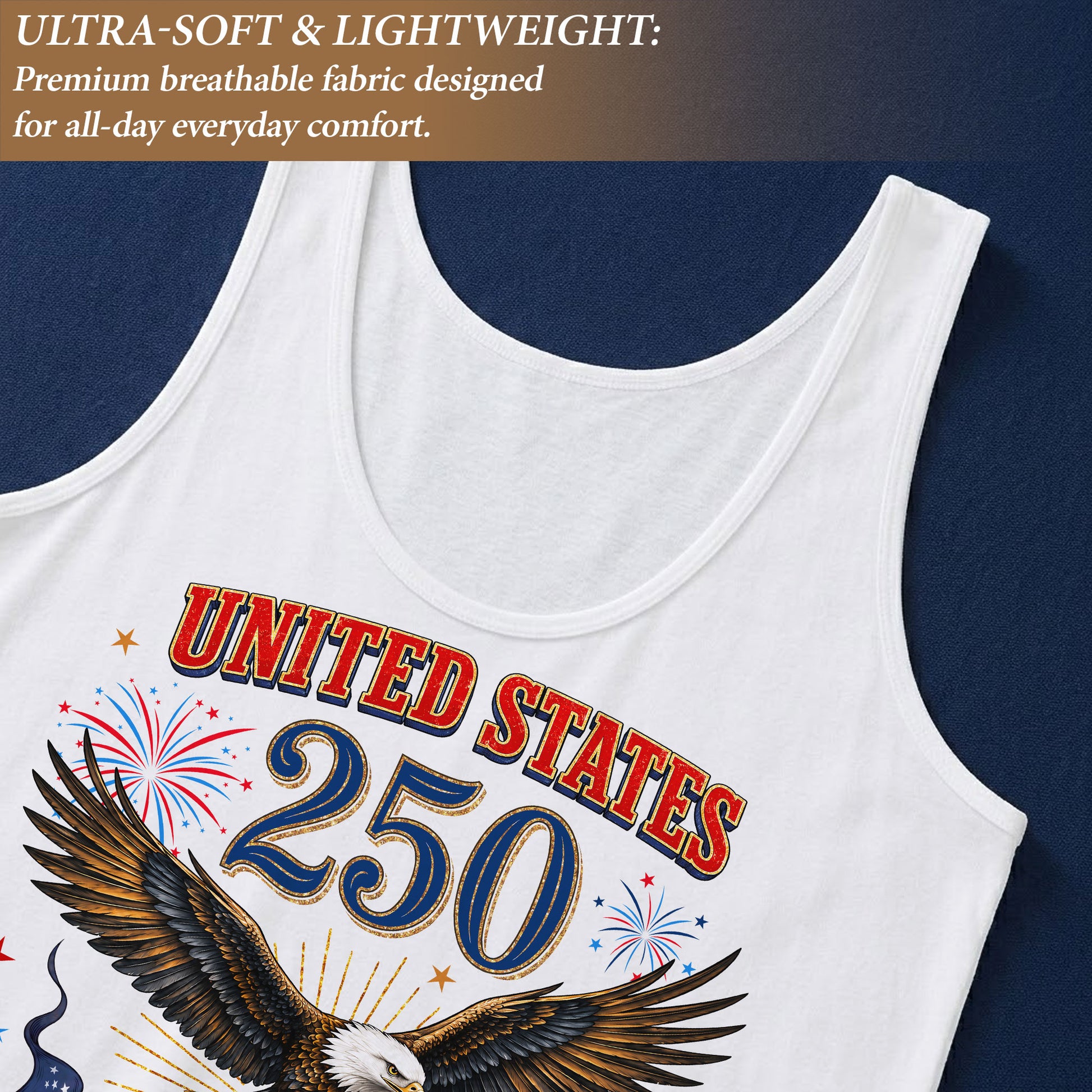 Women Vintage Tank Top 250th Anniversary US Flag Liberty Bell United States Shirt - Rust Field Wear