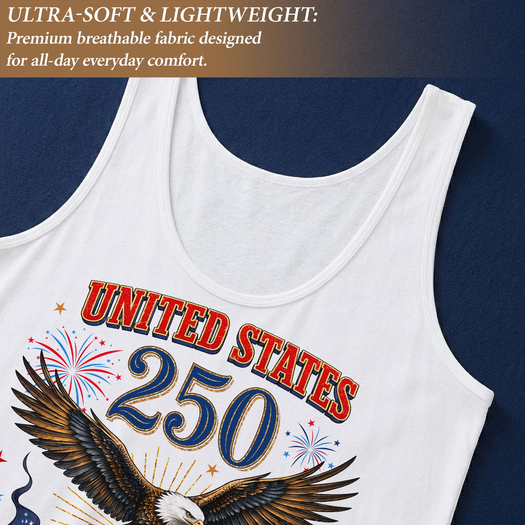 Women Vintage Tank Top 250th Anniversary US Flag Liberty Bell United States Shirt - Rust Field Wear