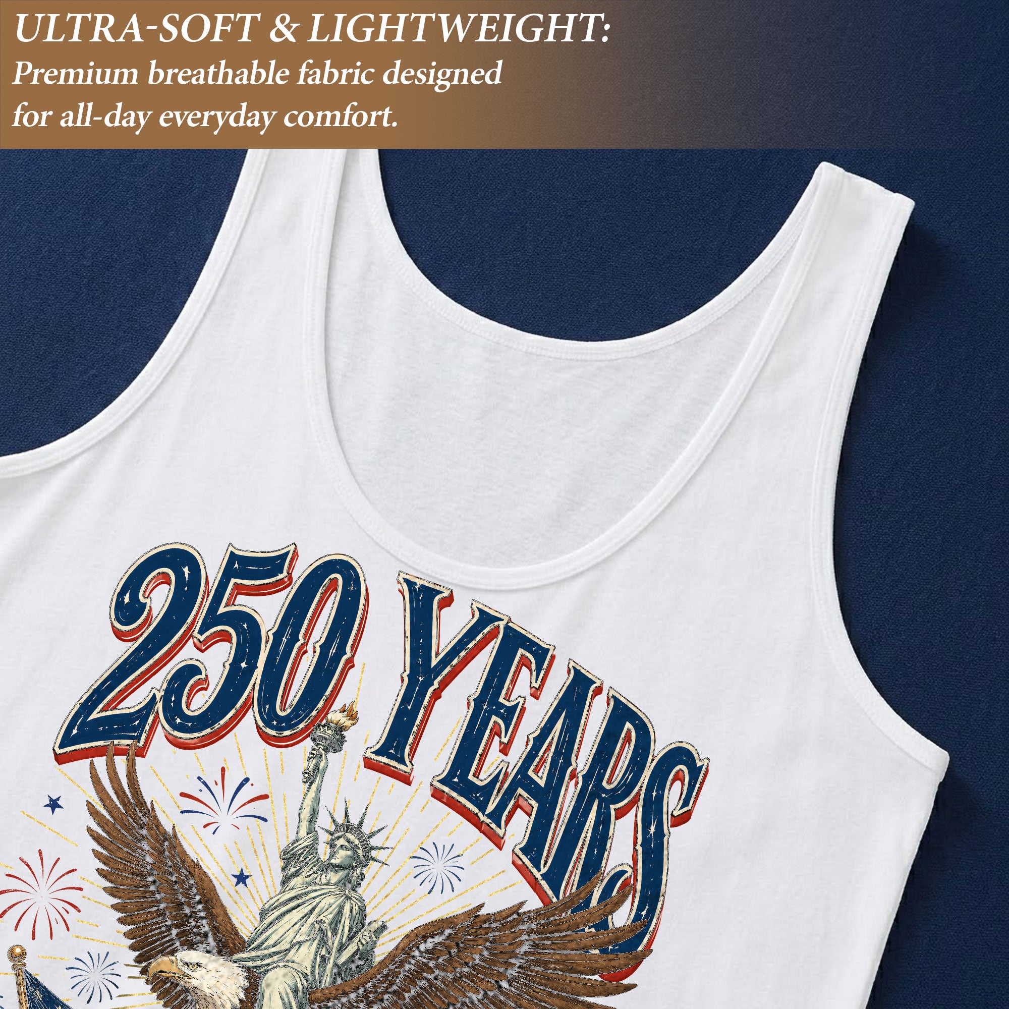Vintage Tank Top Women 250th Anniversary Statue of Liberty Eagle USA Flag Shirt