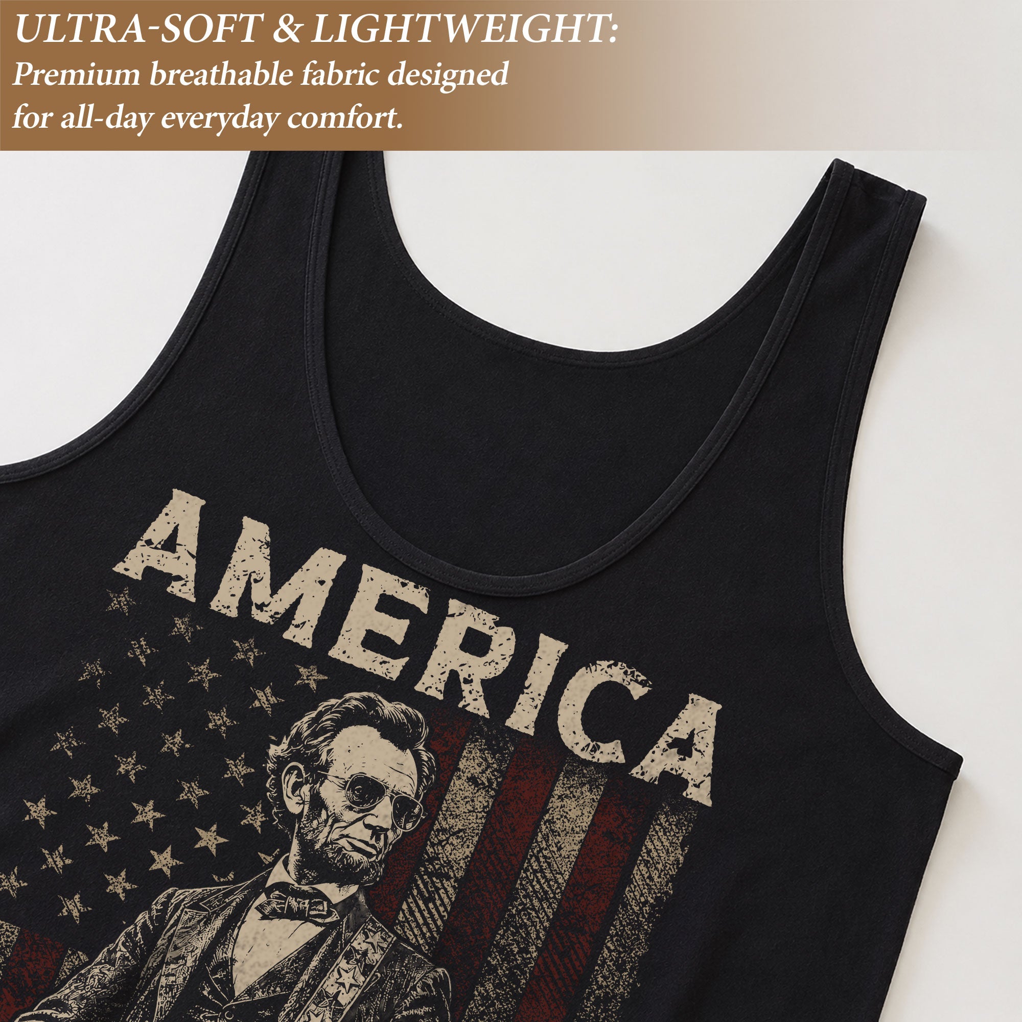 Lincoln 1776-2026 Guitarist Tank Top - Women's Patriotic Summer Sleeveless Tee
