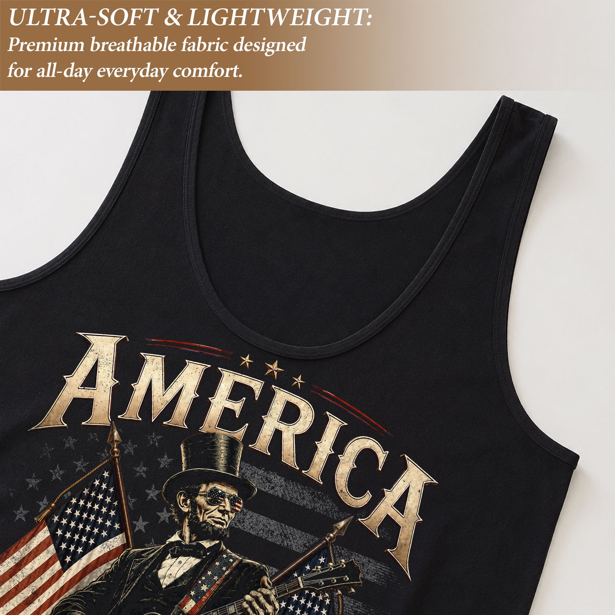 1776-2026 Lincoln Top Hat Tank Top - Patriotic Women's Graphic Sleeveless Summer Tee