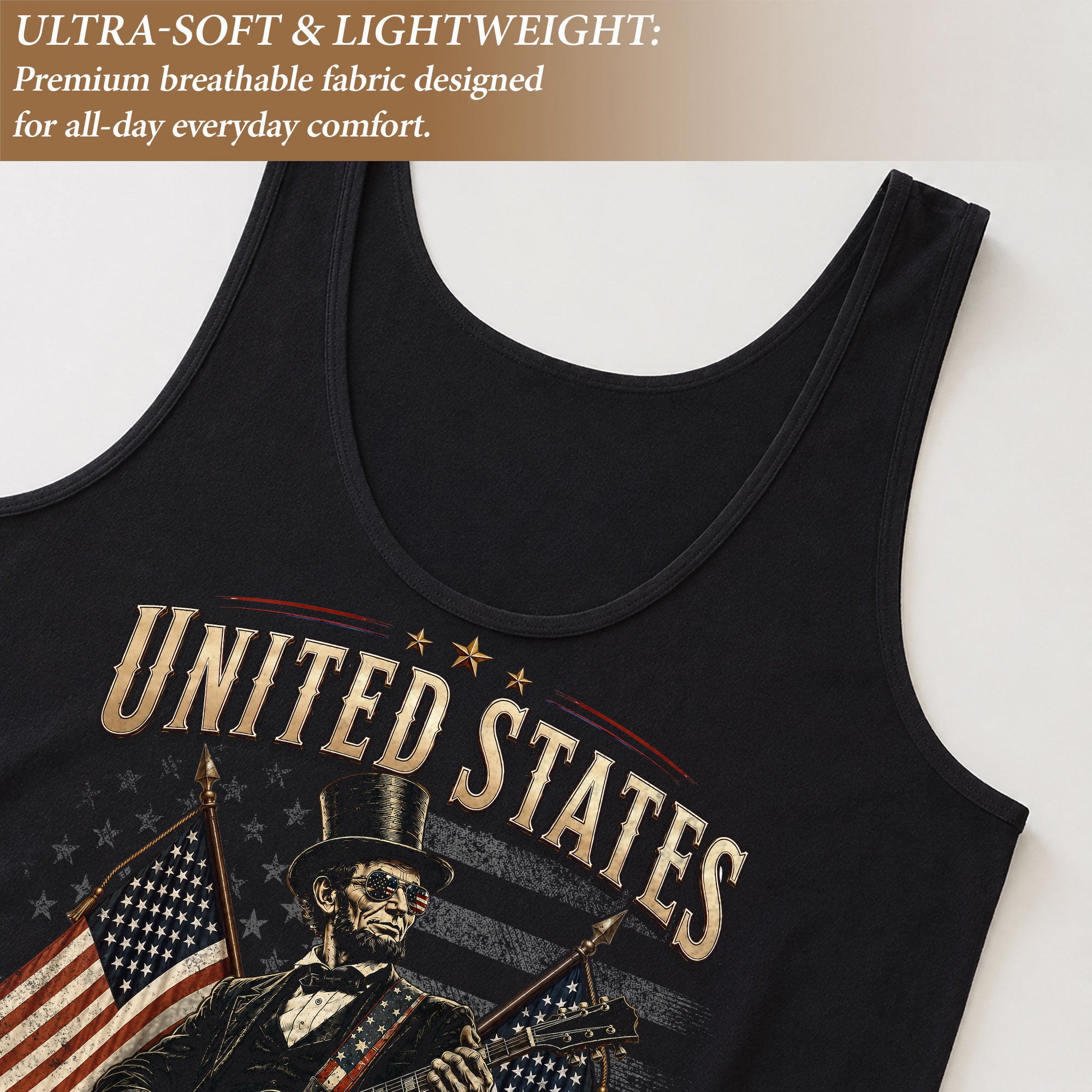 1776-2026 Lincoln Top Hat Tank Top - Patriotic Women's Graphic Sleeveless Summer Tee