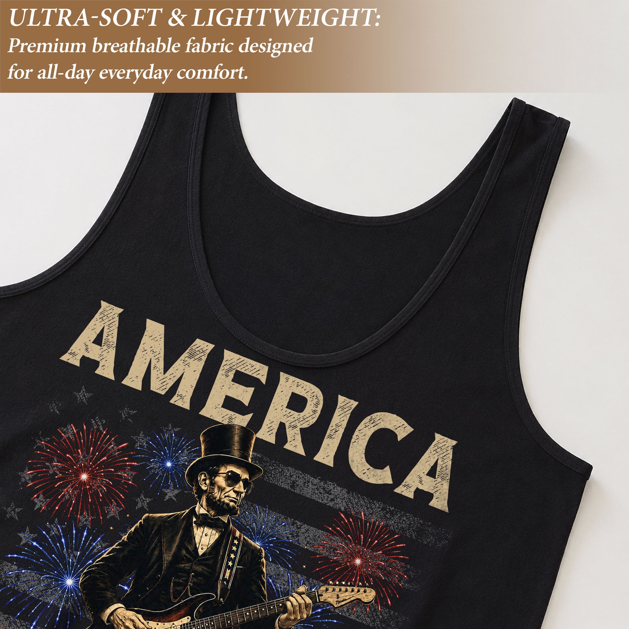 Patriotic 1776-2026 Lincoln Tank - Women's Graphic Fireworks Sleeveless Summer Top